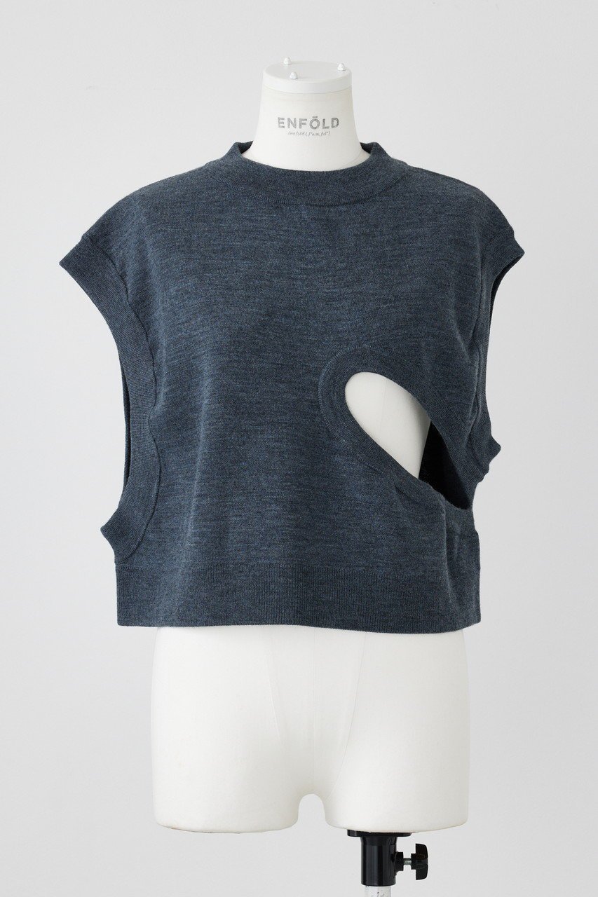 【エンフォルド/ENFOLD】のmany holeベスト インテリア・キッズ・メンズ・レディースファッション・服の通販 founy(ファニー) 　ファッション　Fashion　レディースファッション　Fashion for Women　トップス・カットソー　Cut & Sew Tops　ニット　Knit Tops & Sweaters　ベスト&ジレ / 重ね着スタイル　Vests & Gilets　カジュアルプルオーバー・ニットトップス　Pullovers & Knit Tops / Casual Pullovers　インナー　Innerwear　ベスト　Vest, Waistcoat　チャコールグレー|ID: prp329100004076147 ipo3291000000036098407