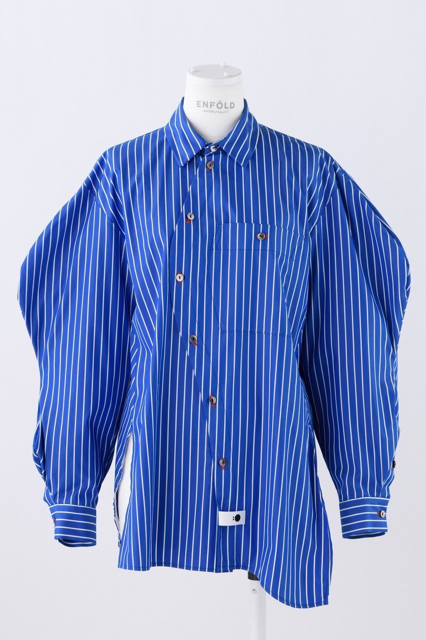 【エンフォルド/ENFOLD】のC/PEストライプ ゆがみSH/シャツ 人気、トレンドファッション・服の通販 founy(ファニー) 　ファッション　Fashion　レディースファッション　Fashion for Women　トップス・カットソー　Cut & Sew Tops　シャツ・ブラウス・オフィスカジュアル　Elegant Blouses & Button-Ups　ストライプ　Stripe, Striped Pattern　スリーブ　Sleeve, Long Sleeve / Short Sleeve　ベスト　Vest, Waistcoat　ベーシック　Basic, Essential　ポケット　Pocket, Pocket Detail　ロング　Long, Long-Length　 other-1|ID: prp329100004076148 ipo3291000000032903508