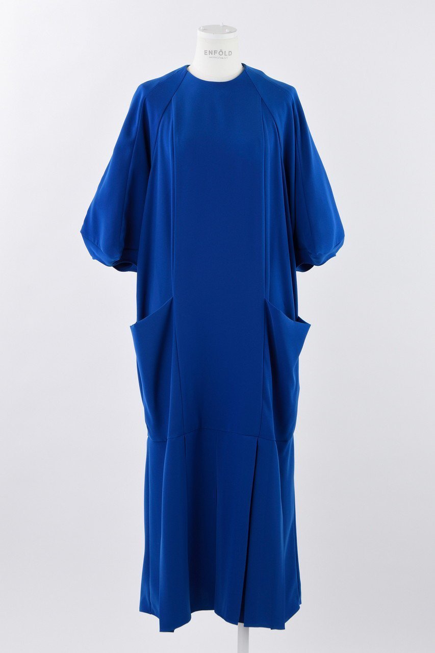 【エンフォルド/ENFOLD】のPEツイル コクーンプリーツ DRS/ドレス インテリア・キッズ・メンズ・レディースファッション・服の通販 founy(ファニー) 　ファッション　Fashion　レディースファッション　Fashion for Women　ワンピース　Dresses　フォーマル・パーティードレス・結婚式用ドレス　Elegant & Casual Dresses　チュニック　Tunic Tops & Dresses　エレガント 上品　Elegant　スクエア　Square, Square Shape　チュニック　Tunic, Long Top　ツイル　Twist, Twisted Detail　ドレス　Dress, One-Piece　パターン　Pattern, Design Print　ロング　Long, Long-Length　ブルー|ID: prp329100004076154 ipo3291000000036671158