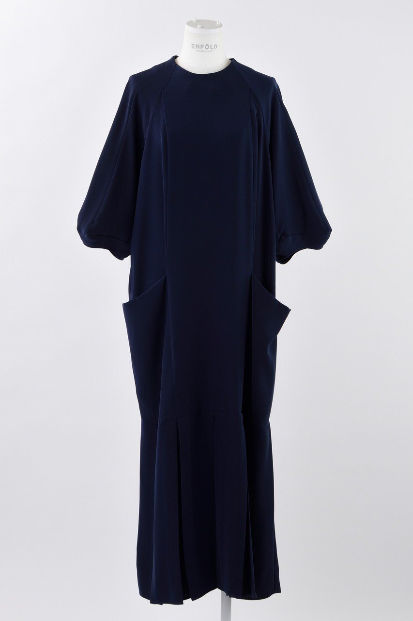 【エンフォルド/ENFOLD】のPEツイル コクーンプリーツ DRS/ドレス インテリア・キッズ・メンズ・レディースファッション・服の通販 founy(ファニー) 　ファッション　Fashion　レディースファッション　Fashion for Women　ワンピース　Dresses　フォーマル・パーティードレス・結婚式用ドレス　Elegant & Casual Dresses　チュニック　Tunic Tops & Dresses　エレガント 上品　Elegant　スクエア　Square, Square Shape　チュニック　Tunic, Long Top　ツイル　Twist, Twisted Detail　ドレス　Dress, One-Piece　パターン　Pattern, Design Print　ロング　Long, Long-Length　ダークブルー|ID: prp329100004076154 ipo3291000000036671159