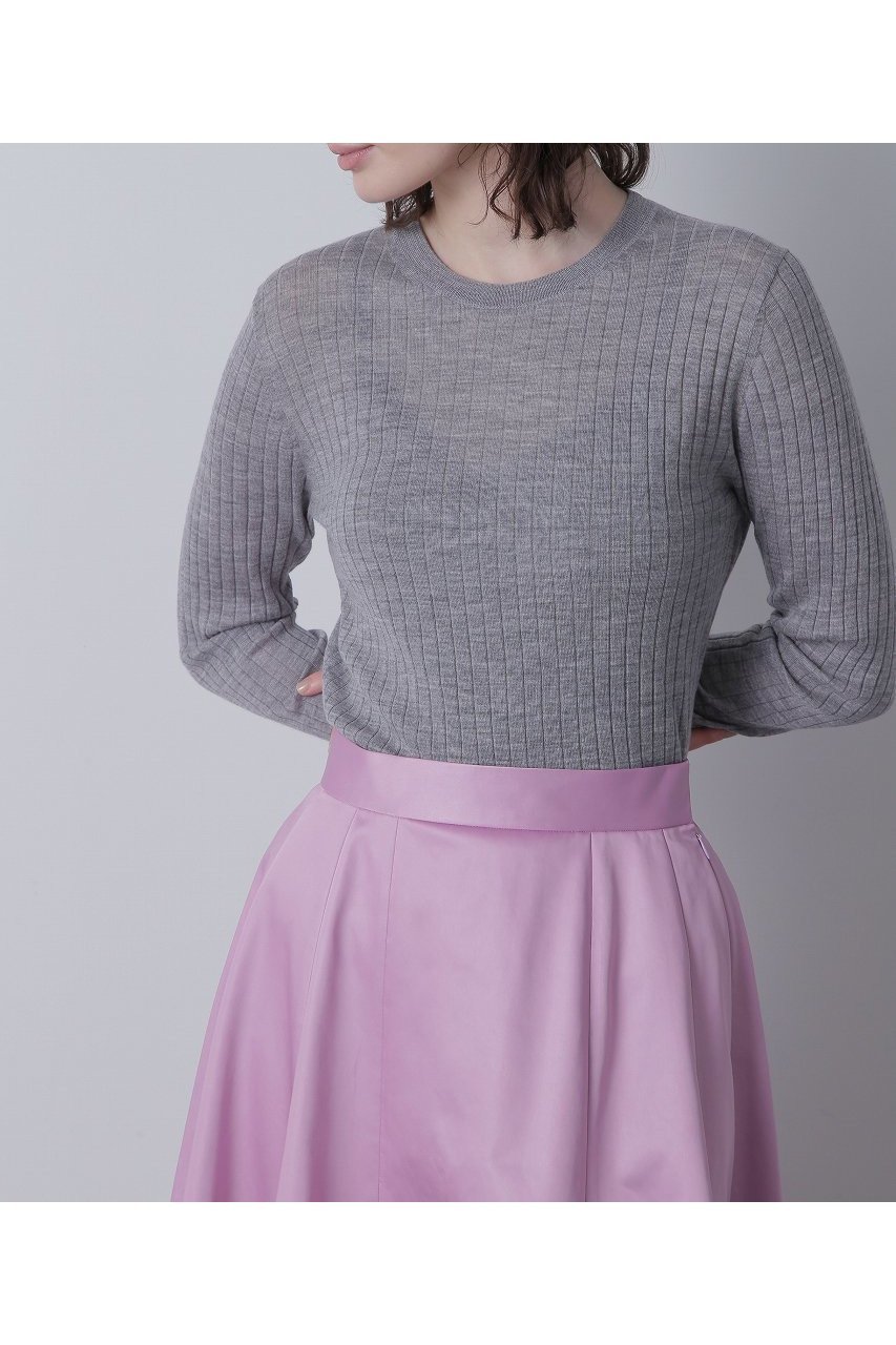 【ヒューエルミュージアム/hueLe Museum】の【hLM】シアーワイドリブクルーネック インテリア・キッズ・メンズ・レディースファッション・服の通販 founy(ファニー) 　ファッション　Fashion　レディースファッション　Fashion for Women　トップス・カットソー　Cut & Sew Tops　ニット　Knit Tops & Sweaters　カジュアルプルオーバー・ニットトップス　Pullovers & Knit Tops / Casual Pullovers　おすすめ　Recommended / Our Picks　インナー　Innerwear　シアー　Sheer, See-Through　ジャケット　Jacket, Outerwear　ラウンド　Round, Round Neck　ワイドリブ　Wide Rib, Wide Ribbed Knit　グレー|ID: prp329100004076204 ipo3291000000035722306