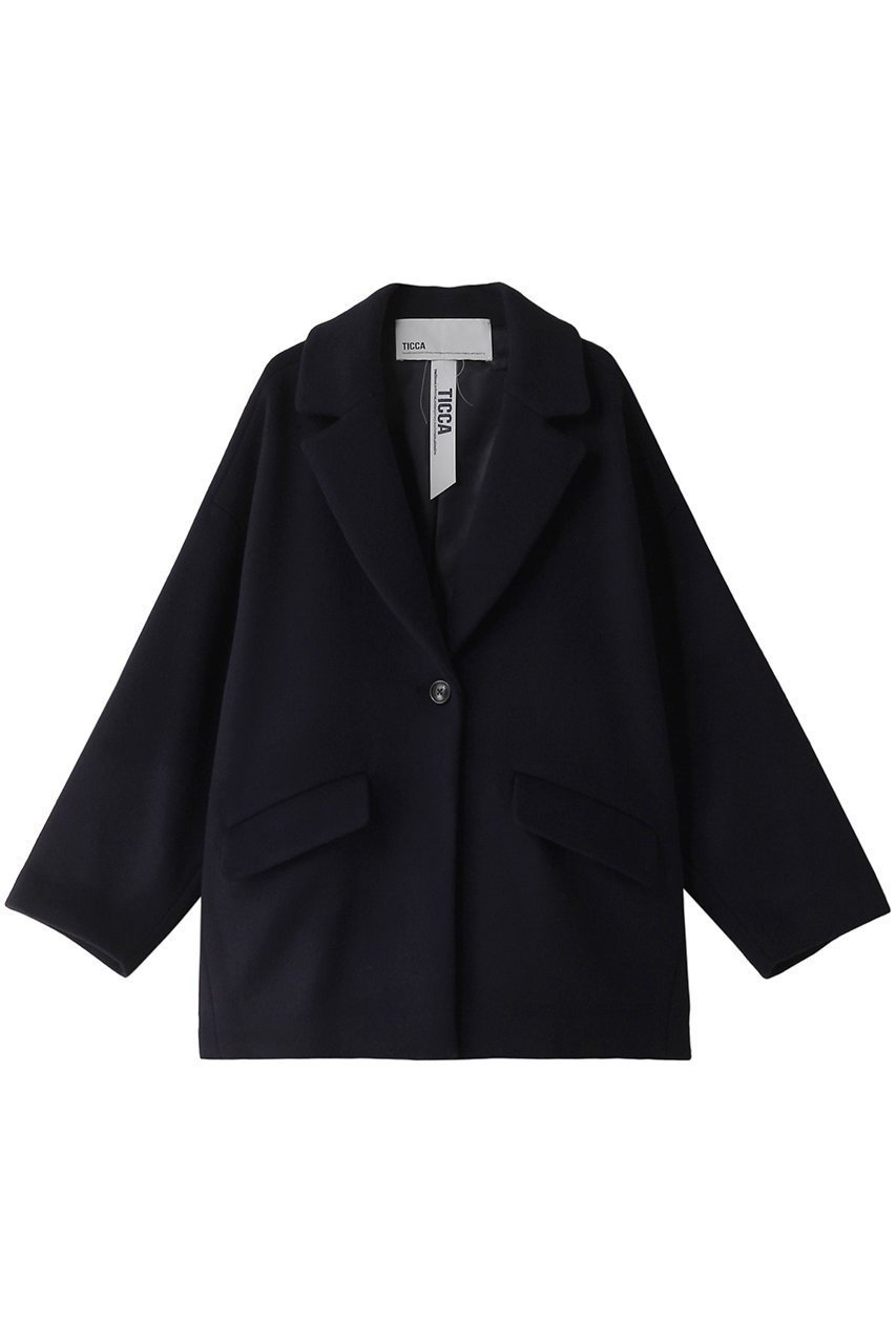 【ティッカ/TICCA】のジャケコート インテリア・キッズ・メンズ・レディースファッション・服の通販 founy(ファニー) 　ファッション　Fashion　レディースファッション　Fashion for Women　アウター　Coat / Outerwear Collection　コート・ロングコート・ピーコート　Long Coats, Peacoats & More　カッティング　Cutting Detail　ショート　Short, Short Length　バランス　Balance, Style Balance　パターン　Pattern, Design Print　フォルム　Silhouette, Form　ネイビー|ID: prp329100004077718 ipo3291000000036515124