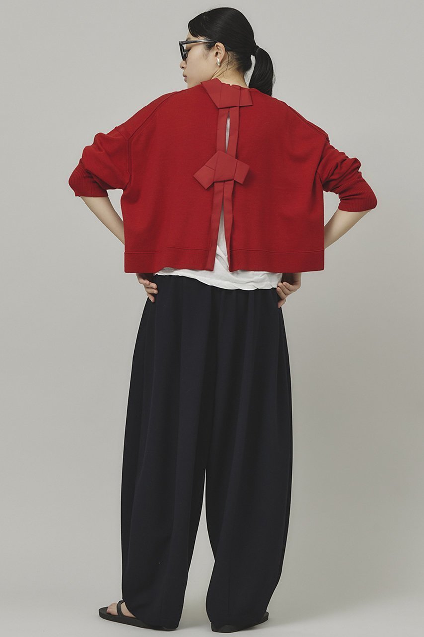 【カレンソロジー/Curensology】のファインウールバックリボンプルオーバー 人気、トレンドファッション・服の通販 founy(ファニー) 　ファッション　Fashion　レディースファッション　Fashion for Women　トップス・カットソー　Cut & Sew Tops　ニット　Knit Tops & Sweaters　カジュアルプルオーバー・ニットトップス　Pullovers & Knit Tops / Casual Pullovers　おすすめ　Recommended / Our Picks　カットソー　Cut and Sewn Top　シンプル　Simple, Minimal　ストレッチ　Stretch, Stretchy Fabric　フェミニン　Feminine, Girly　リボン　Ribbon, Bow　ワイド　Wide, Wide Fit　other-7|ID: prp329100004077769 ipo3291000000032956000
