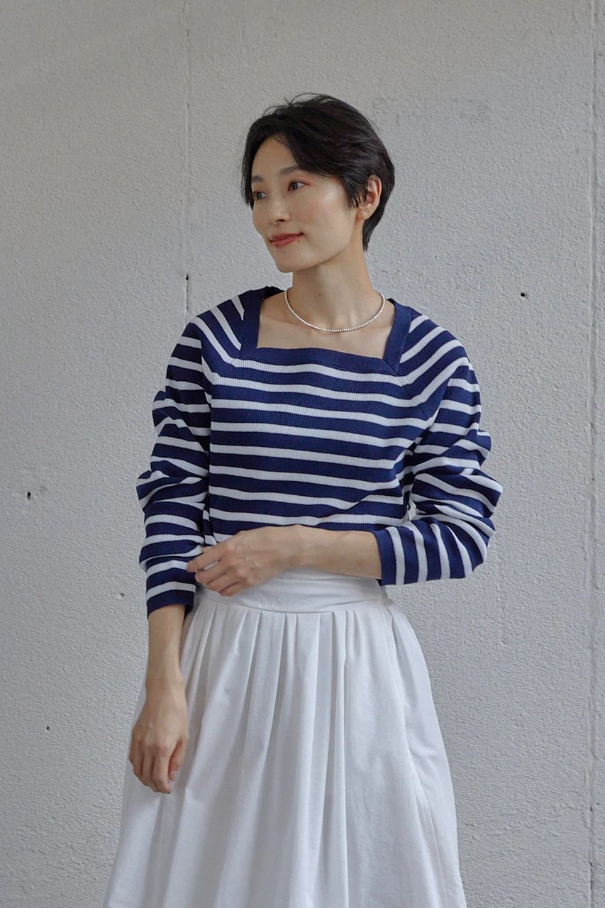 【レリル/lelill】のハイテクボーダーリブニット 人気、トレンドファッション・服の通販 founy(ファニー) 　ファッション　Fashion　レディースファッション　WOMEN　トップス・カットソー　Tops/Tshirt　ニット　Knit Tops　プルオーバー　Pullover　スクエア　Square　ボーダー　Border　リブニット　Rib Knit　ロング　Long　吸水　Water Absorption　other-8|ID: prp329100004077779 ipo3291000000031418652