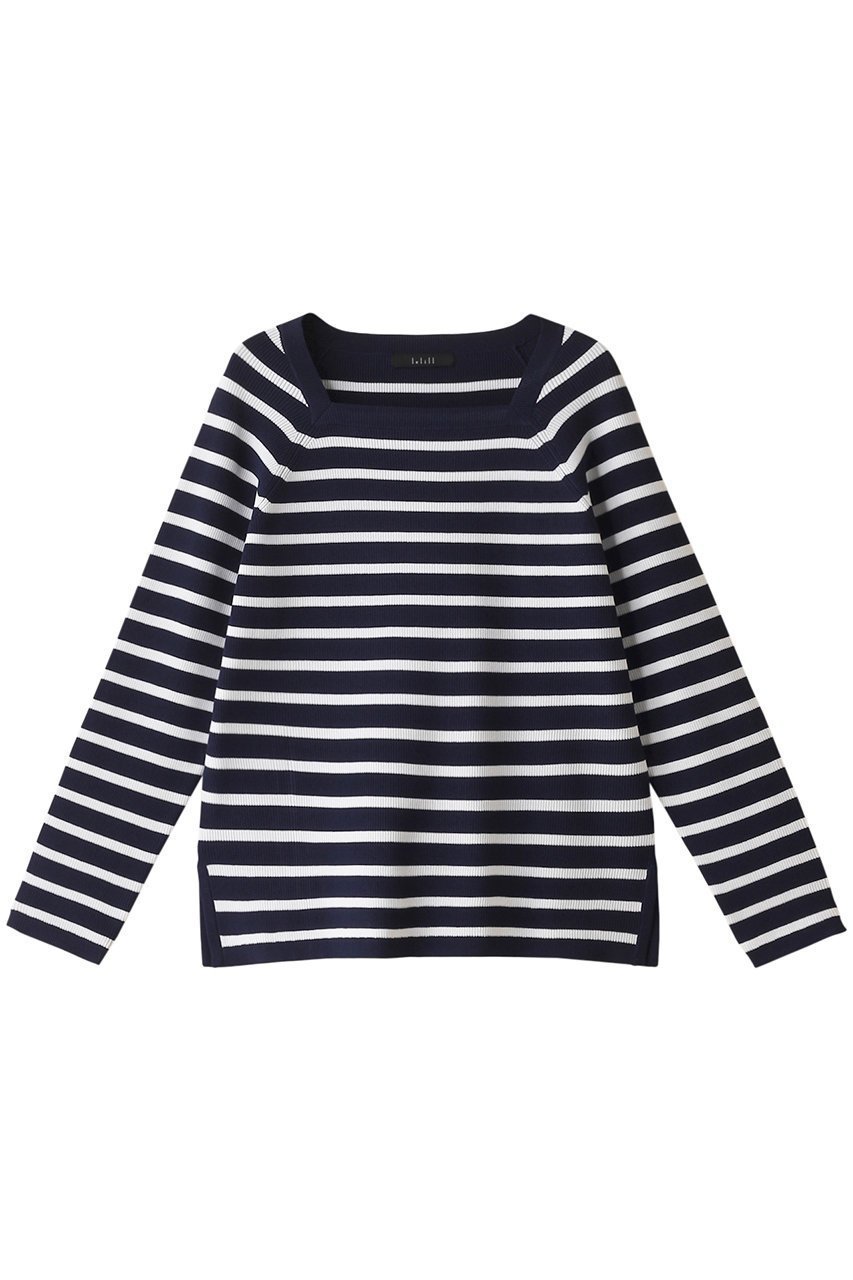 【レリル/lelill】のハイテクボーダーリブニット インテリア・キッズ・メンズ・レディースファッション・服の通販 founy(ファニー) 　ファッション　Fashion　レディースファッション　Fashion for Women　トップス・カットソー　Cut & Sew Tops　ニット　Knit Tops & Sweaters　カジュアルプルオーバー・ニットトップス　Pullovers & Knit Tops / Casual Pullovers　スクエア　Square, Square Shape　ボーダー　Border, Stripe　リブニット　Rib Knit, Ribbed Knit　ロング　Long, Long-Length　吸水　Absorbent, Quick-Dry　ネイビー|ID: prp329100004077779 ipo3291000000032951029