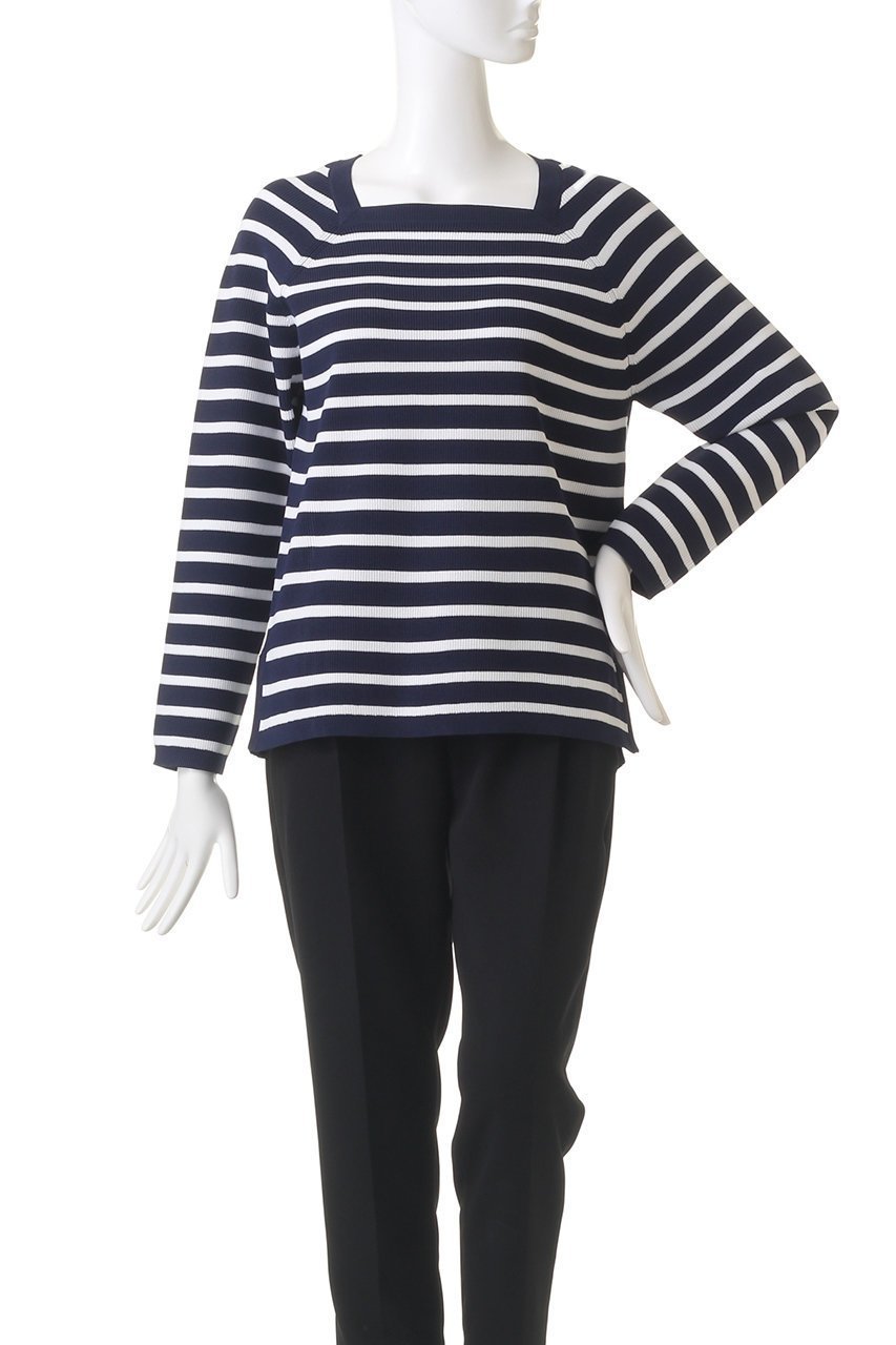 【レリル/lelill】のハイテクボーダーリブニット 人気、トレンドファッション・服の通販 founy(ファニー) 　ファッション　Fashion　レディースファッション　Fashion for Women　トップス・カットソー　Cut & Sew Tops　ニット　Knit Tops & Sweaters　カジュアルプルオーバー・ニットトップス　Pullovers & Knit Tops / Casual Pullovers　スクエア　Square, Square Shape　ボーダー　Border, Stripe　リブニット　Rib Knit, Ribbed Knit　ロング　Long, Long-Length　吸水　Absorbent, Quick-Dry　other-2|ID: prp329100004077779 ipo3291000000035962938