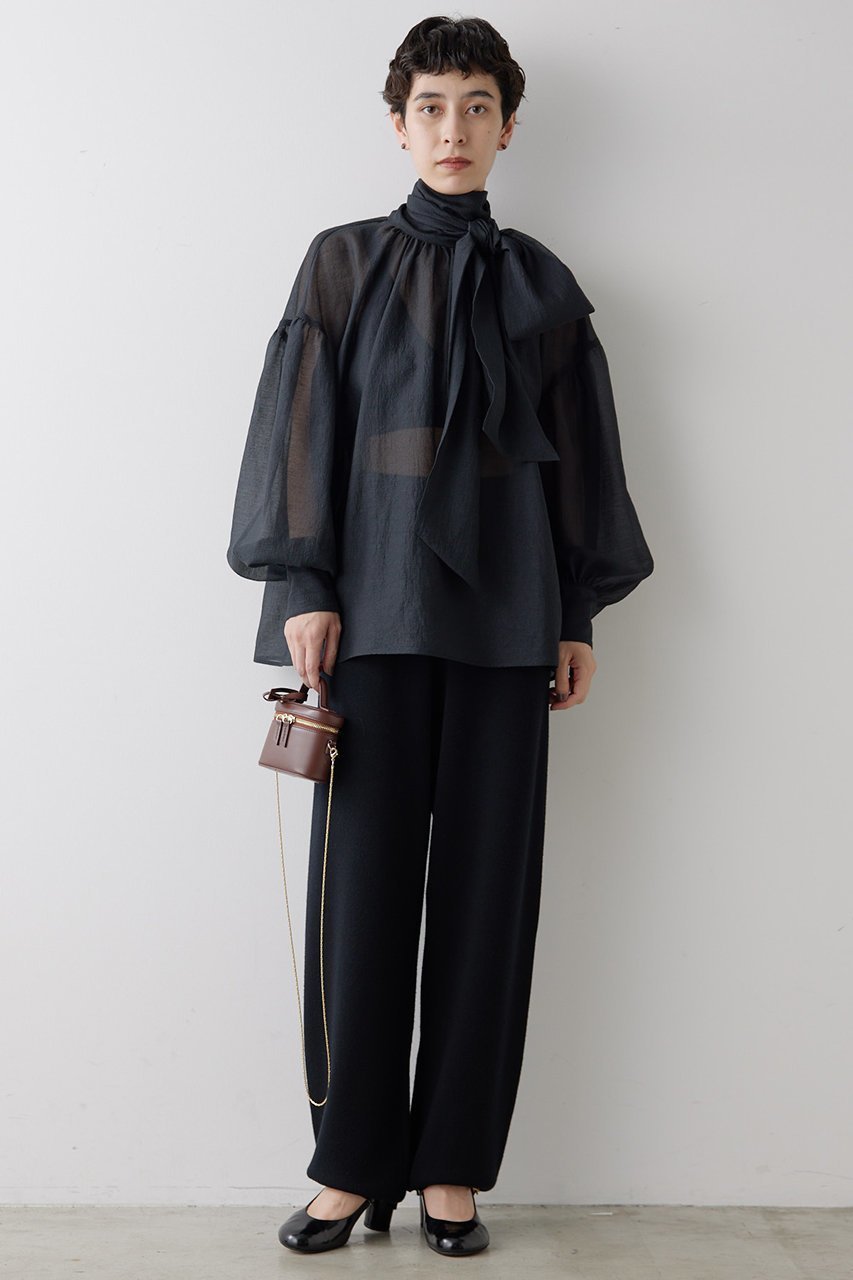 【ウィムガゼット/Whim Gazette】のオーガンザボウブラウス 人気、トレンドファッション・服の通販 founy(ファニー) 　ファッション　Fashion　レディースファッション　WOMEN　トップス・カットソー　Tops/Tshirt　シャツ/ブラウス　Shirts/Blouses　おすすめ　Recommend　シルク　Silk　スウェット　Sweat　スリーブ　Sleeve　ハイネック　High Neck　ベビー　Baby　リボン　Ribbon　ロング　Long　ワッシャー　Washer　エレガント 上品　Elegant　other-2|ID: prp329100004077788 ipo3291000000031418672