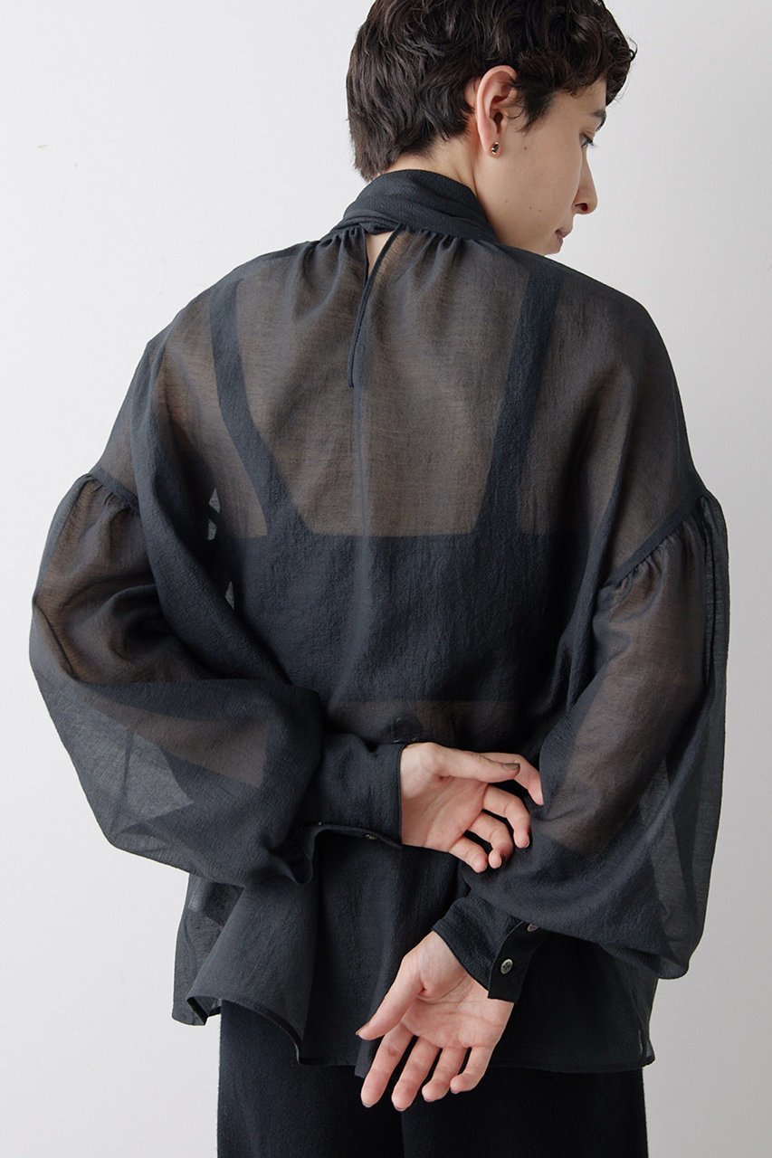 【ウィムガゼット/Whim Gazette】のオーガンザボウブラウス 人気、トレンドファッション・服の通販 founy(ファニー) 　ファッション　Fashion　レディースファッション　WOMEN　トップス・カットソー　Tops/Tshirt　シャツ/ブラウス　Shirts/Blouses　おすすめ　Recommend　シルク　Silk　スウェット　Sweat　スリーブ　Sleeve　ハイネック　High Neck　ベビー　Baby　リボン　Ribbon　ロング　Long　ワッシャー　Washer　エレガント 上品　Elegant　other-4|ID: prp329100004077788 ipo3291000000031418680