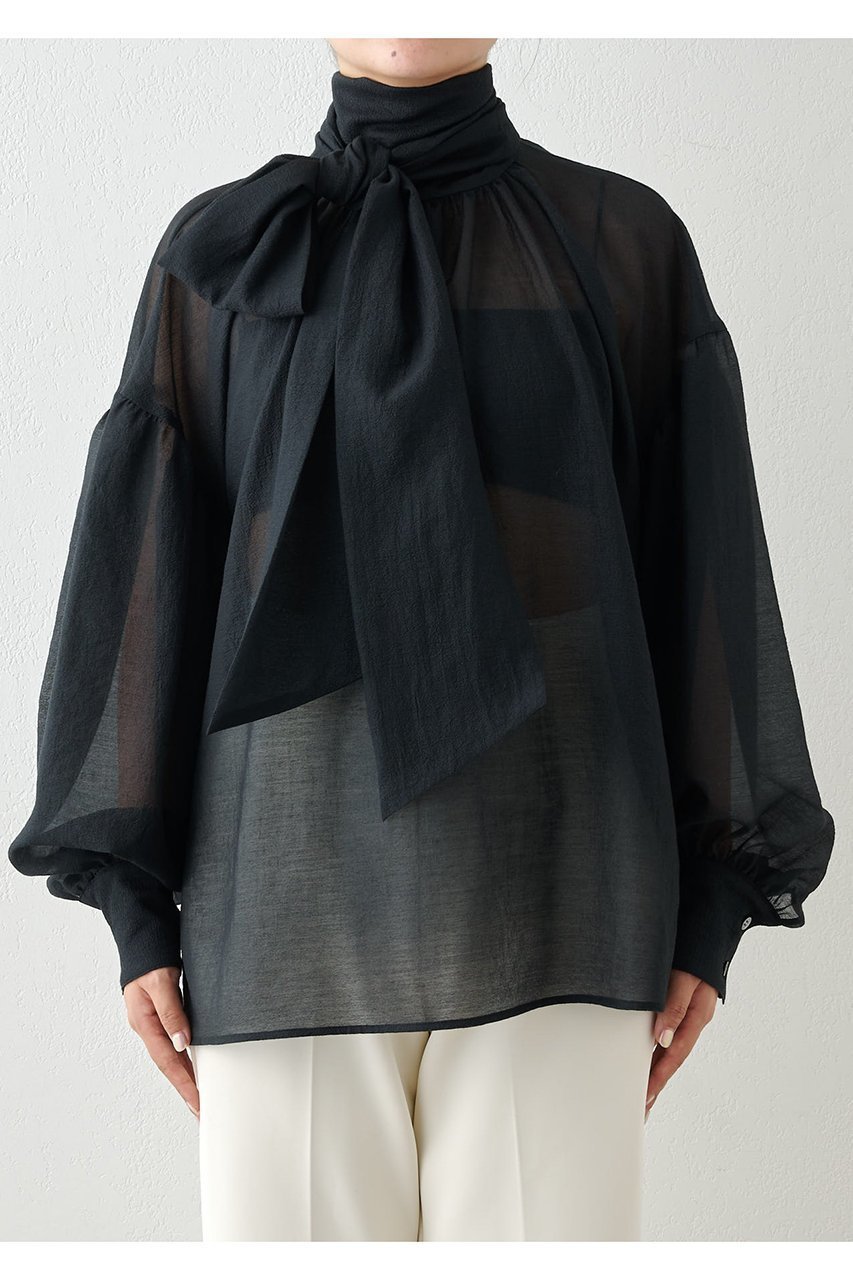【ウィムガゼット/Whim Gazette】のオーガンザボウブラウス 人気、トレンドファッション・服の通販 founy(ファニー) 　ファッション　Fashion　レディースファッション　WOMEN　トップス・カットソー　Tops/Tshirt　シャツ/ブラウス　Shirts/Blouses　おすすめ　Recommend　シルク　Silk　スウェット　Sweat　スリーブ　Sleeve　ハイネック　High Neck　ベビー　Baby　リボン　Ribbon　ロング　Long　ワッシャー　Washer　エレガント 上品　Elegant　other-7|ID: prp329100004077788 ipo3291000000031418692