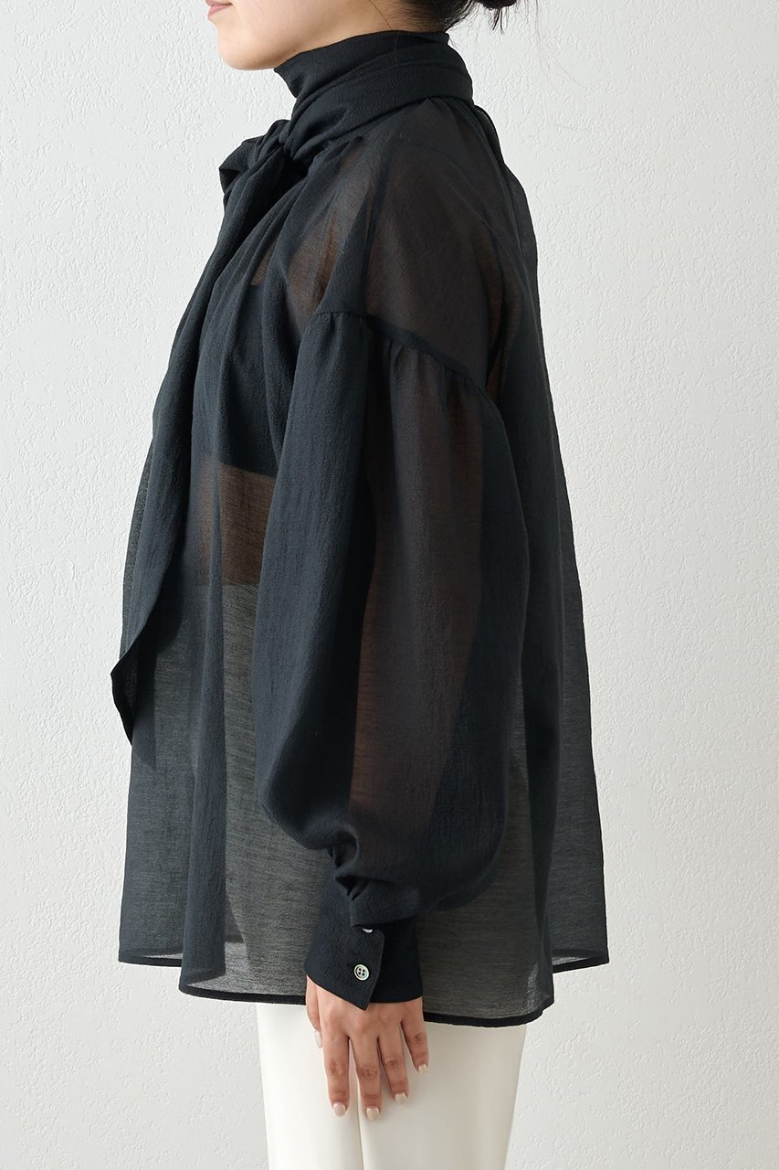 【ウィムガゼット/Whim Gazette】のオーガンザボウブラウス 人気、トレンドファッション・服の通販 founy(ファニー) 　ファッション　Fashion　レディースファッション　WOMEN　トップス・カットソー　Tops/Tshirt　シャツ/ブラウス　Shirts/Blouses　おすすめ　Recommend　シルク　Silk　スウェット　Sweat　スリーブ　Sleeve　ハイネック　High Neck　ベビー　Baby　リボン　Ribbon　ロング　Long　ワッシャー　Washer　エレガント 上品　Elegant　other-8|ID: prp329100004077788 ipo3291000000031418696