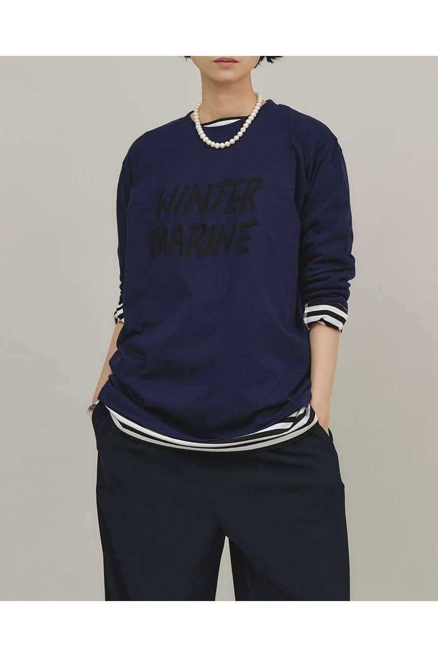 【カレンソロジー/Curensology】のWINTER MARINE Tシャツ インテリア・キッズ・メンズ・レディースファッション・服の通販 founy(ファニー) 　ファッション　Fashion　レディースファッション　WOMEN　トップス・カットソー　Tops/Tshirt　シャツ/ブラウス　Shirts/Blouses　ロング / Tシャツ　T-Shirts　カットソー　Cut and Sewn　冬　Winter　インド　India　インナー　Inner　ジャケット　Jacket　スリーブ　Sleeve　ベスト　Vest　ロング　Long　ヴィンテージ　Vintage　今季　This Season　再入荷　Restock/Back In Stock/Re Arrival　ネイビー|ID: prp329100004077804 ipo3291000000027543875