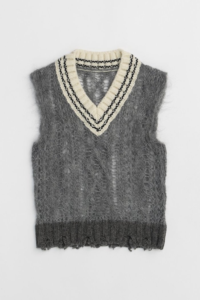 【プランク プロジェクト/PRANK PROJECT】のシアーチルデンニットベスト / Sheer Tilden Knit Vest インテリア・キッズ・メンズ・レディースファッション・服の通販 founy(ファニー) https://founy.com/ ファッション Fashion レディースファッション WOMEN トップス・カットソー Tops/Tshirt ニット Knit Tops ベスト/ジレ Gilets/Vests プルオーバー Pullover ダメージ Damage |ID: prp329100004079425 ipo3291000000027563799