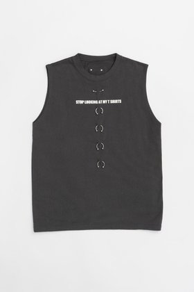 【プランク プロジェクト/PRANK PROJECT】のスタッズピアスロゴトップ/Studs Pierced Logo Top 人気、トレンドファッション・服の通販 founy(ファニー) ファッション Fashion レディースファッション WOMEN トップス・カットソー Tops/Tshirt キャミソール / ノースリーブ No Sleeves シャツ/ブラウス Shirts/Blouses ロング / Tシャツ T-Shirts カットソー Cut and Sewn キャミソール Camisole タンク Tank ノースリーブ No Sleeve フィット Fit フロント Front ワイド Wide ヴィンテージ Vintage |ID:prp329100004079437