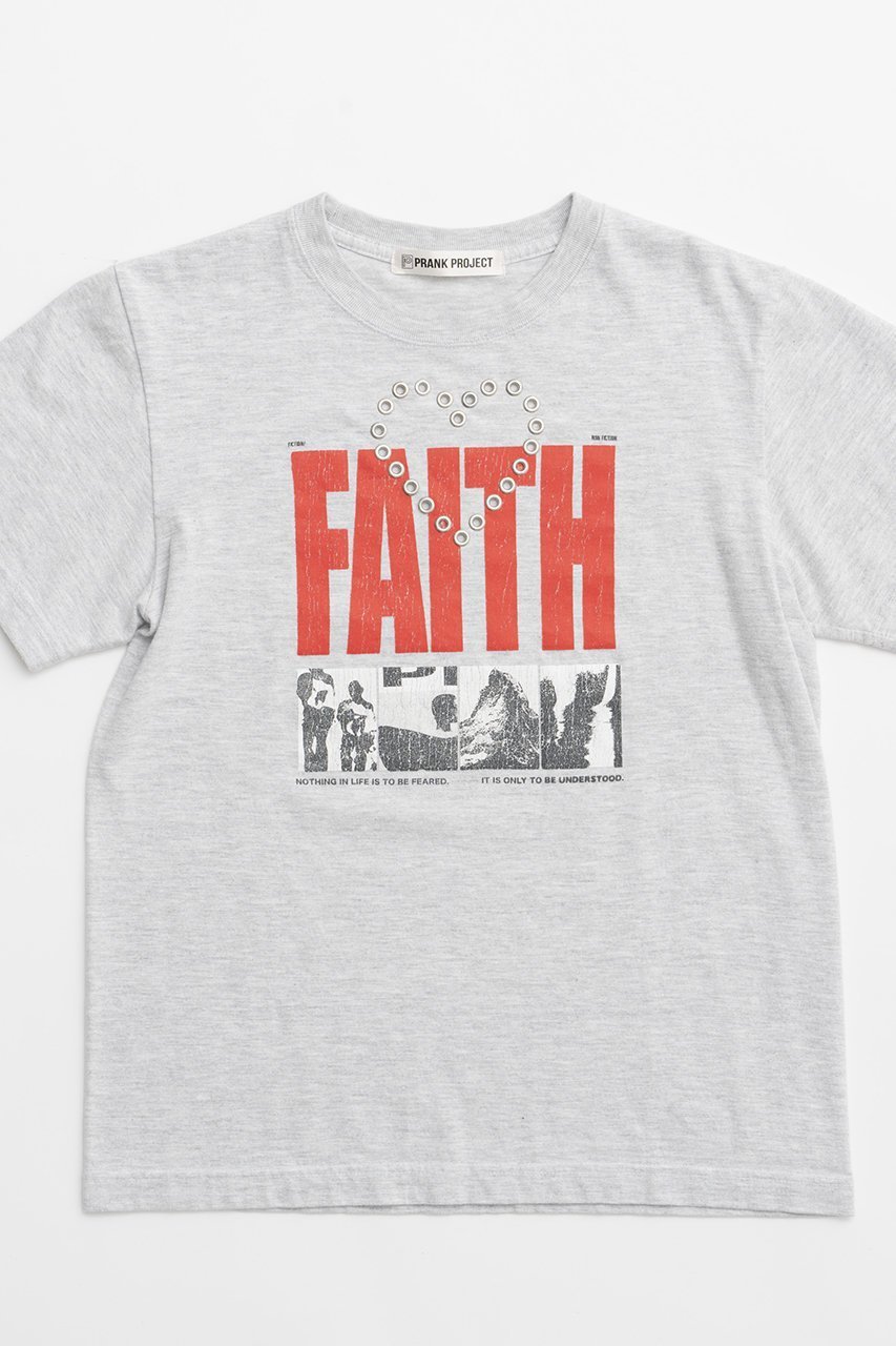 【プランク プロジェクト/PRANK PROJECT】のハートアイレットFAITH-TEE/Heart Eyelet FAITH-TEE 人気、トレンドファッション・服の通販 founy(ファニー) 　ファッション　Fashion　レディースファッション　Fashion for Women　トップス・カットソー　Cut & Sew Tops　シャツ・ブラウス・オフィスカジュアル　Elegant Blouses & Button-Ups　ロングTシャツ・Tシャツ　Longline T-Shirts & Tees　カットソー・ベーシックTシャツ　Cut-and-Sewn Tops / Stretch Tees & Basics　アイレット　Eyelet Lace　グラフィック　Graphic, Graphic Design　ショート　Short, Short Length　スリーブ　Sleeve, Long Sleeve / Short Sleeve　バランス　Balance, Style Balance　プリント　Print, Printed Pattern　ベーシック　Basic, Essential　other-2|ID: prp329100004079438 ipo3291000000032916734