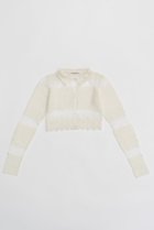 【プランク プロジェクト/PRANK PROJECT】のモヘアレースクロップドカーディガン / Mohair Lace Cropped Cardigan WHT(ホワイト)|ID:prp329100004079444