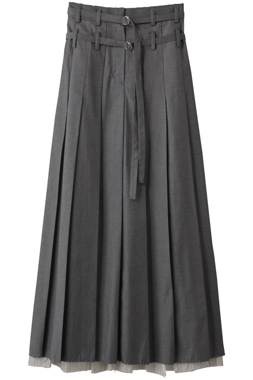 【プランク プロジェクト/PRANK PROJECT】のフロントプリーツスカート / Front Pleats Skirt インテリア・キッズ・メンズ・レディースファッション・服の通販 founy(ファニー) 　ファッション　Fashion　レディースファッション　Fashion for Women　スカート　Skirts　プリーツスカート / 上品フェミニンスタイル　Pleated Skirts　ロングスカート　Long Skirts / Maxi & Midi Skirts　ストライプ　Stripe, Striped Pattern　スリット　Slit, Slit Detail　タイツ　Tights, Legwear　ダブル　Double, Double-Breasted　チェック　Check, Plaid, Tartan　フロント　Front, Front Design　プリーツ　Pleats, Pleated　マキシ　Maxi, Full Length　レース　Lace, Lace Fabric　ロング　Long, Long-Length　GRY(グレー)|ID: prp329100004079456 ipo3291000000035814048