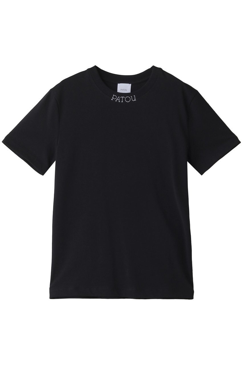 【パトゥ/PATOU】のエンブロイダリーカラーTシャツ インテリア・キッズ・メンズ・レディースファッション・服の通販 founy(ファニー) 　ファッション　Fashion　レディースファッション　WOMEN　トップス・カットソー　Tops/Tshirt　シャツ/ブラウス　Shirts/Blouses　ロング / Tシャツ　T-Shirts　カットソー　Cut and Sewn　おすすめ　Recommend　エンブロイダリー　Embroidery　ショート　Short　スリーブ　Sleeve　トレンド　Trend　フレア　Flare　ボトム　Bottom　ブラック|ID: prp329100004083501 ipo3291000000027618459