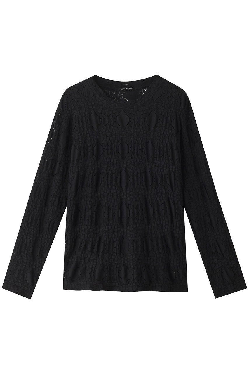 【ミズイロ インド/mizuiro ind】のsheer pattern knitting crew neck long T Tシャツ インテリア・キッズ・メンズ・レディースファッション・服の通販 founy(ファニー) 　ファッション　Fashion　レディースファッション　WOMEN　トップス・カットソー　Tops/Tshirt　ニット　Knit Tops　シャツ/ブラウス　Shirts/Blouses　ロング / Tシャツ　T-Shirts　カットソー　Cut and Sewn　おすすめ　Recommend　インナー　Inner　シアー　Sheer　ジャケット　Jacket　ストレッチ　Stretch　スリーブ　Sleeve　レース　Race　ロング　Long　black|ID: prp329100004083552 ipo3291000000027618592