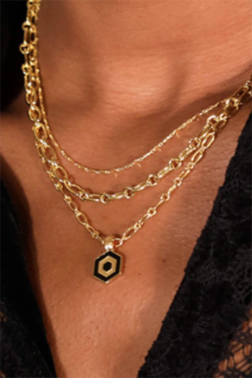 【デイジー ロンドン/DAISY LONDON】のHEXAGON PALM ネックレス_GOLD 人気、トレンドファッション・服の通販 founy(ファニー) 　ファッション　Fashion　レディースファッション　WOMEN　ジュエリー　Jewelry　ネックレス　Necklaces　エナメル　Enamel　コレクション　Collection　ショート　Short　デコルテ　Decolletage　ネックレス　Necklace　プレート　Plate　リュクス　Luxe　other-2|ID: prp329100004084804 ipo3291000000031419214