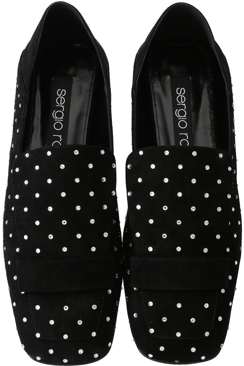 【セルジオ ロッシ/SERGIO ROSSI】のsr1 2way クリスタルスリッパ インテリア・キッズ・メンズ・レディースファッション・服の通販 founy(ファニー) 　ファッション　Fashion　レディースファッション　Fashion for Women　エレガント 上品　Elegant　クリスタル　Crystal, Swarovski　シューズ　Shoes, Footwear　スリッパ　Slippers, Room Shoes　デニム　Denim, Jeans Material　ドット　Polka Dot, Dot Pattern　フェミニン　Feminine, Girly　フラット　Flat, Flat Shoes　今季　This Season, Current Season　旅行　Travel　ブラック/クリスタル|ID: prp329100004084828 ipo3291000000036577063