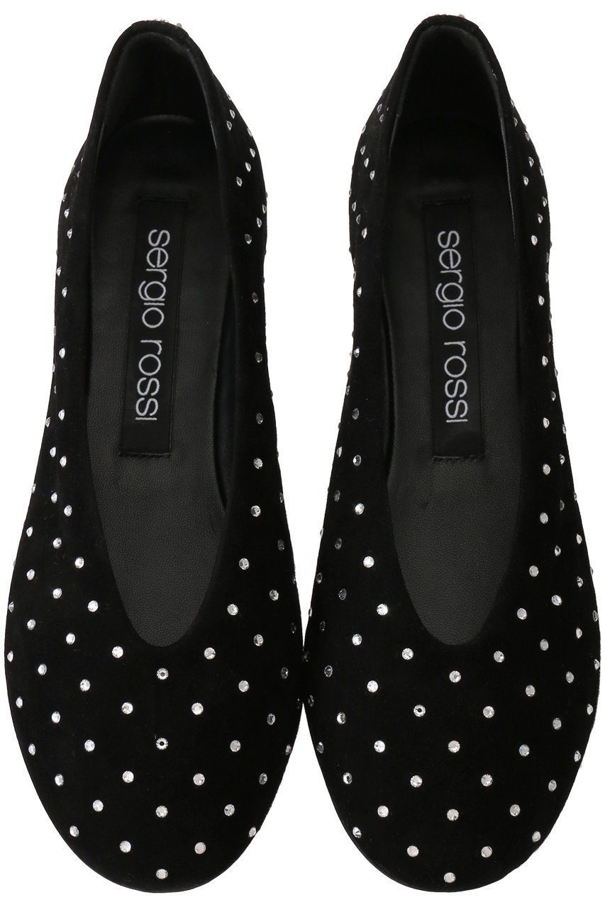 【セルジオ ロッシ/SERGIO ROSSI】のsrARC クリスタルバレリーナ インテリア・キッズ・メンズ・レディースファッション・服の通販 founy(ファニー) 　ファッション　Fashion　レディースファッション　Fashion for Women　クリスタル　Crystal, Swarovski　コレクション　Collection, Seasonal Line　シューズ　Shoes, Footwear　デニム　Denim, Jeans Material　ドット　Polka Dot, Dot Pattern　フラット　Flat, Flat Shoes　ブラック/クリスタル|ID: prp329100004084829 ipo3291000000036577073