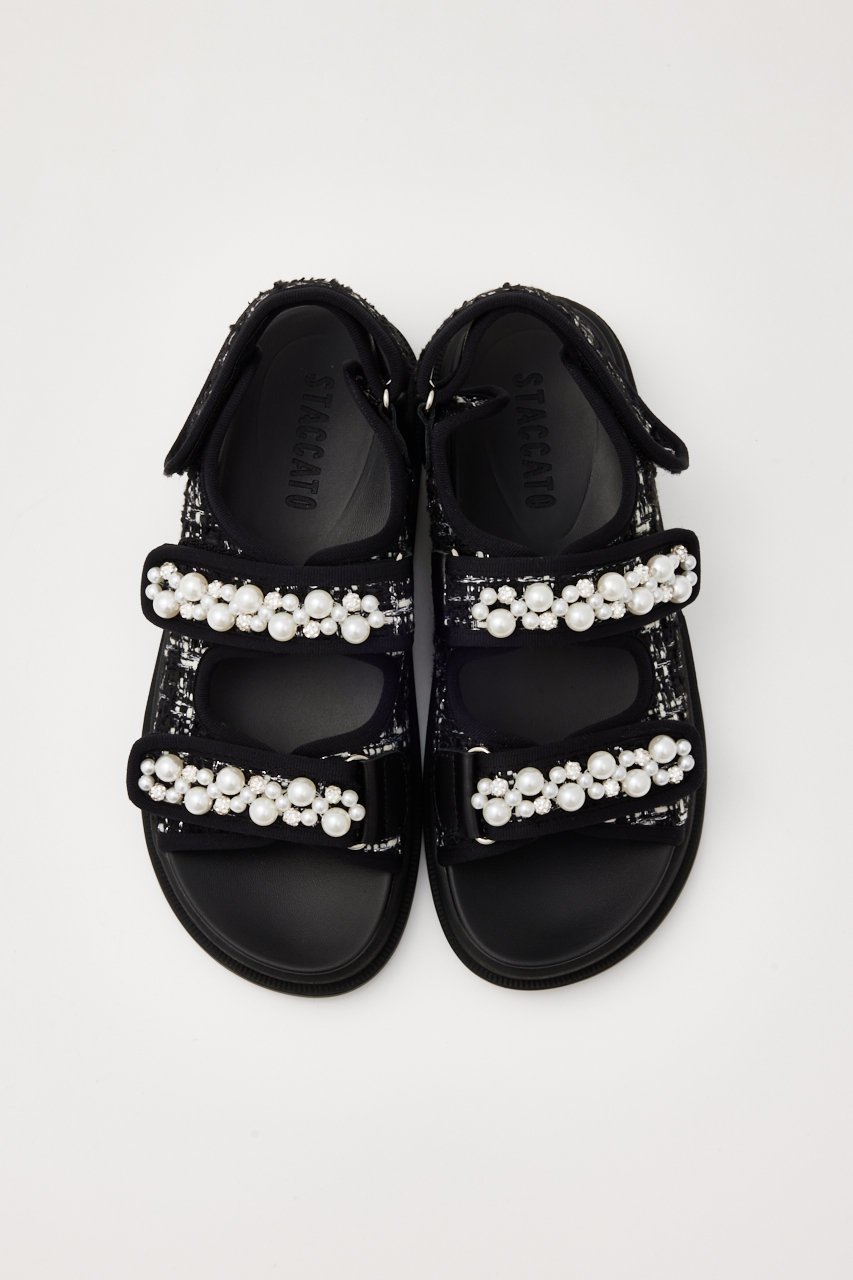 【スタッカート/STACCATO】のツイードパールWベルトウォームスポーツサンダル 人気、トレンドファッション・服の通販 founy(ファニー) 　ファッション　Fashion　レディースファッション　Fashion for Women　ベルト&ウエストマーク　Belts & Waist Accessories　スポーツウェア　Functional & Stylish Sportswear　サンダル&ミュール　Sandals & Mules　エレガント 上品　Elegant　サンダル　Sandals, Summer Shoes　ストーン　Stone, Gem-Like　ツイード　Twill, Twill Weave　パール　Pearl, Pearl Accent　人気　Popular, Best Seller　other-3|ID: prp329100004084858 ipo3291000000034940636