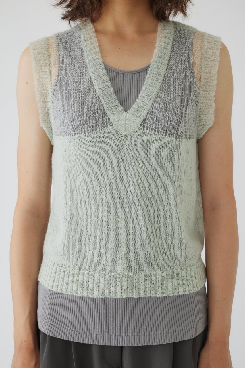 【リムアーク/RIM.ARK】のMohair mix minimum knit vest/ニットベスト インテリア・キッズ・メンズ・レディースファッション・服の通販 founy(ファニー) 　ファッション　Fashion　レディースファッション　WOMEN　トップス・カットソー　Tops/Tshirt　ニット　Knit Tops　ベスト/ジレ　Gilets/Vests　プルオーバー　Pullover　ベスト　Vest　ライトグリーン|ID: prp329100004084864 ipo3291000000027637981