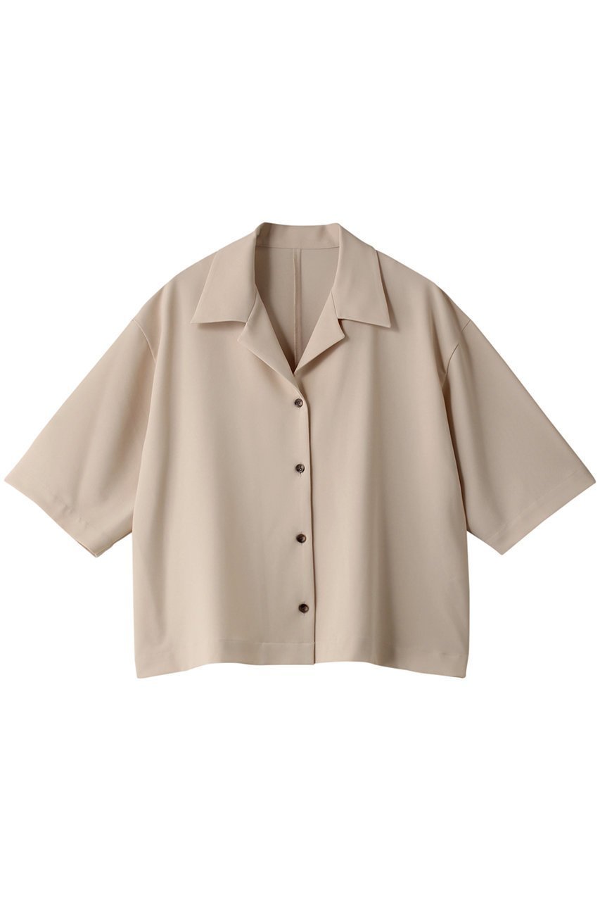 【リムアーク/RIM.ARK】のOpen collar half sleeve SH/シャツ インテリア・キッズ・メンズ・レディースファッション・服の通販 founy(ファニー) 　ファッション　Fashion　レディースファッション　WOMEN　トップス・カットソー　Tops/Tshirt　シャツ/ブラウス　Shirts/Blouses　おすすめ　Recommend　コンパクト　Compact　ショート　Short　スリーブ　Sleeve　ツイル　Twill　ハーフ　Half　バランス　Balance　ライトベージュ|ID: prp329100004084883 ipo3291000000032376744