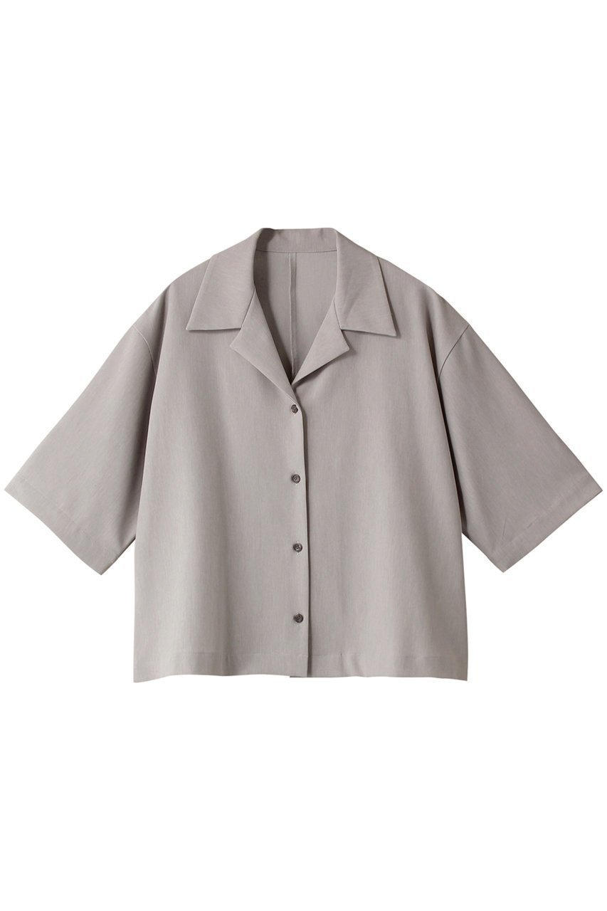 【リムアーク/RIM.ARK】のOpen collar half sleeve SH/シャツ インテリア・キッズ・メンズ・レディースファッション・服の通販 founy(ファニー) 　ファッション　Fashion　レディースファッション　Fashion for Women　トップス・カットソー　Cut & Sew Tops　シャツ・ブラウス・オフィスカジュアル　Elegant Blouses & Button-Ups　おすすめ　Recommended / Our Picks　コンパクト　Compact, Small Size　ショート　Short, Short Length　スリーブ　Sleeve, Long Sleeve / Short Sleeve　ツイル　Twist, Twisted Detail　ハーフ　Half, Half-Length　バランス　Balance, Style Balance　ライトグレー|ID: prp329100004084883 ipo3291000000036720159