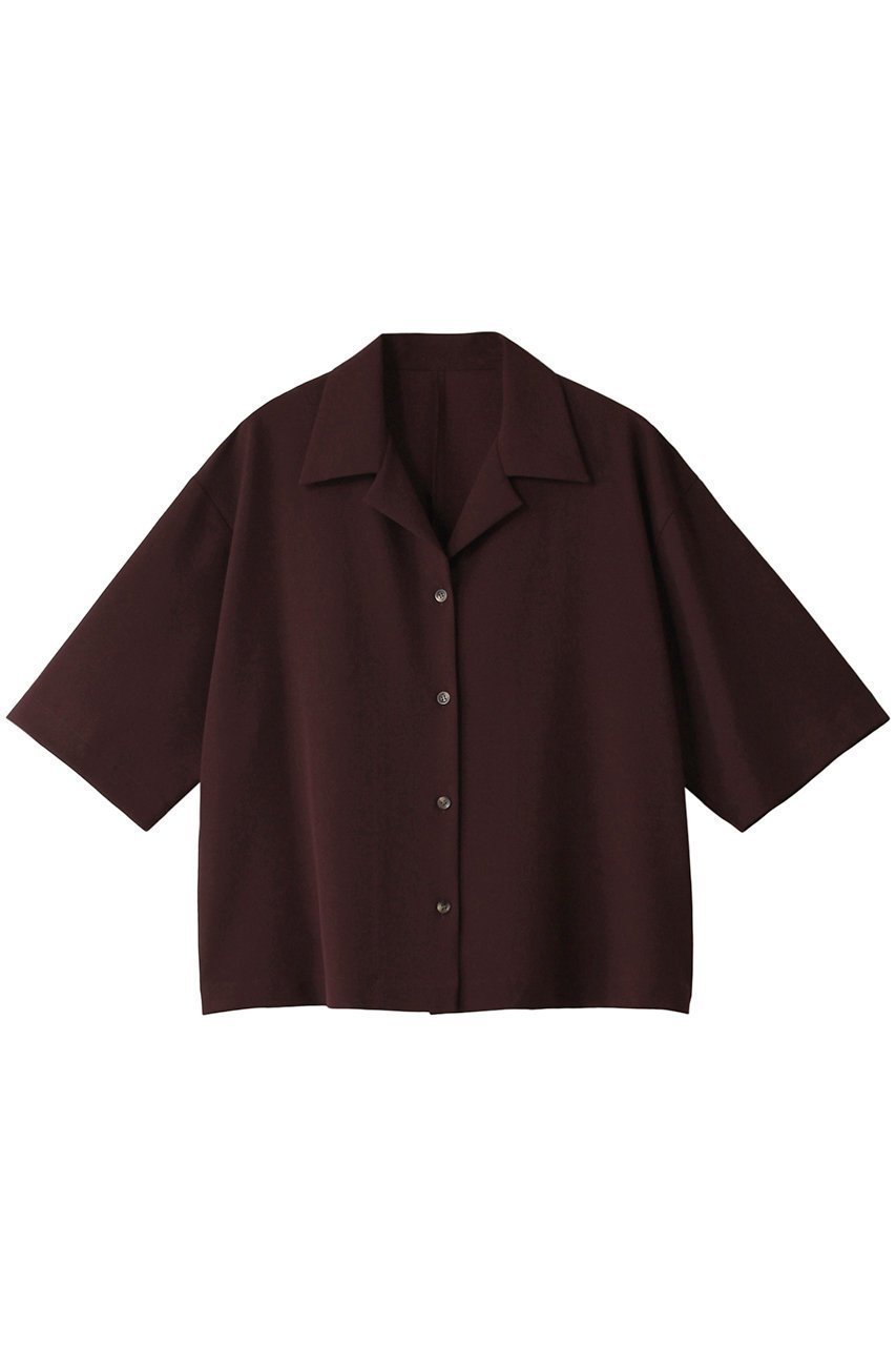 【リムアーク/RIM.ARK】のOpen collar half sleeve SH/シャツ インテリア・キッズ・メンズ・レディースファッション・服の通販 founy(ファニー) 　ファッション　Fashion　レディースファッション　Fashion for Women　トップス・カットソー　Cut & Sew Tops　シャツ・ブラウス・オフィスカジュアル　Elegant Blouses & Button-Ups　おすすめ　Recommended / Our Picks　コンパクト　Compact, Small Size　ショート　Short, Short Length　スリーブ　Sleeve, Long Sleeve / Short Sleeve　ツイル　Twist, Twisted Detail　ハーフ　Half, Half-Length　バランス　Balance, Style Balance　ボルドー|ID: prp329100004084883 ipo3291000000036720160