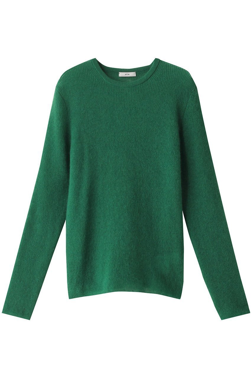 【エイトン/ATON】のSUPER KID MOHAIR クルーネック セーター インテリア・キッズ・メンズ・レディースファッション・服の通販 founy(ファニー) 　ファッション　Fashion　レディースファッション　WOMEN　トップス・カットソー　Tops/Tshirt　ニット　Knit Tops　プルオーバー　Pullover　インナー　Inner　シアー　Sheer　ジャケット　Jacket　セーター　Sweater　モヘア　Mohair　ロング　Long　冬　Winter　畦　Ridge　グリーン|ID: prp329100004084900 ipo3291000000027638080