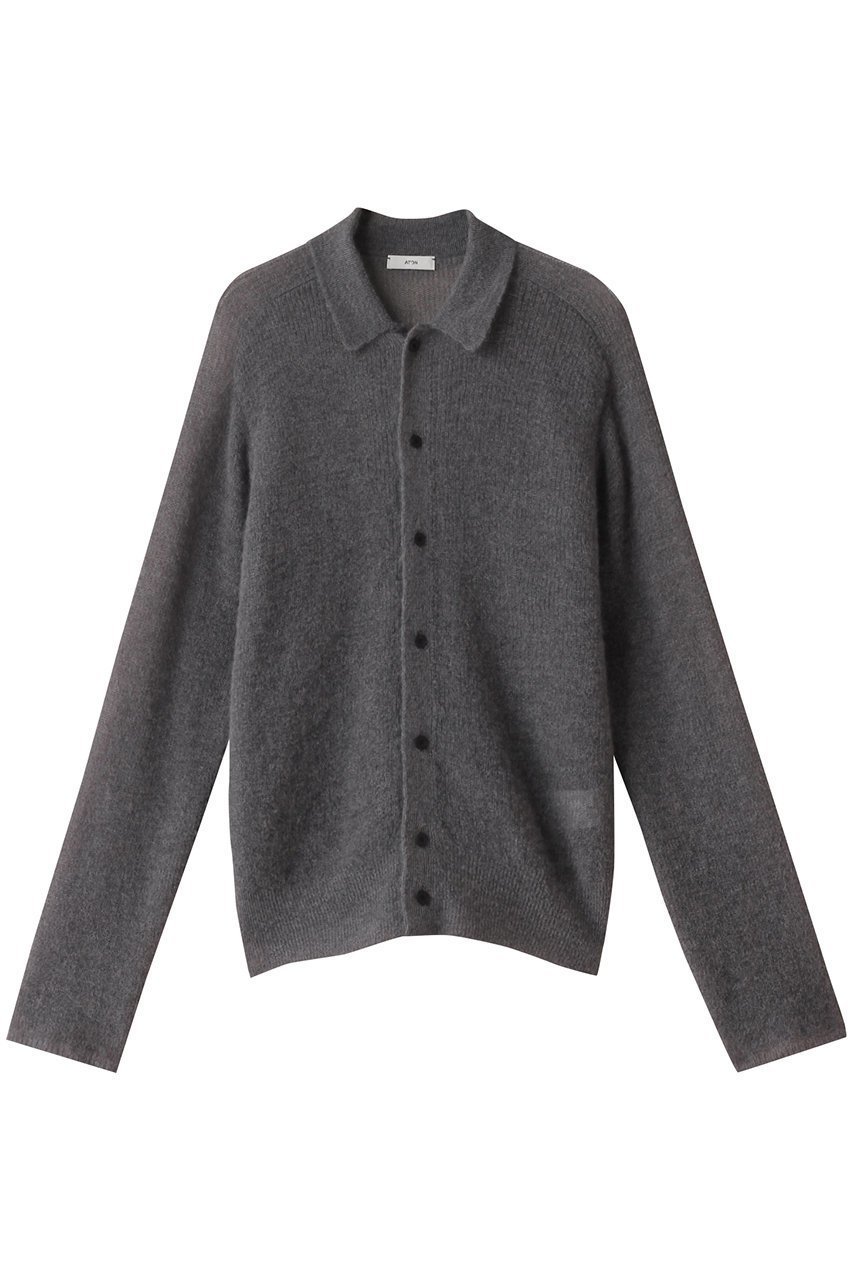 【エイトン/ATON】のSUPER KID MOHAIR ポロセーター カーディガン インテリア・キッズ・メンズ・レディースファッション・服の通販 founy(ファニー) 　ファッション　Fashion　レディースファッション　WOMEN　トップス・カットソー　Tops/Tshirt　ニット　Knit Tops　カーディガン　Cardigans　A/W・秋冬　Aw・Autumn/Winter・Fw・Fall-Winter　カーディガン　Cardigan　シアー　Sheer　スリーブ　Sleeve　セーター　Sweater　モヘア　Mohair　ロング　Long　畦　Ridge　チャコールグレー|ID: prp329100004084901 ipo3291000000027638085