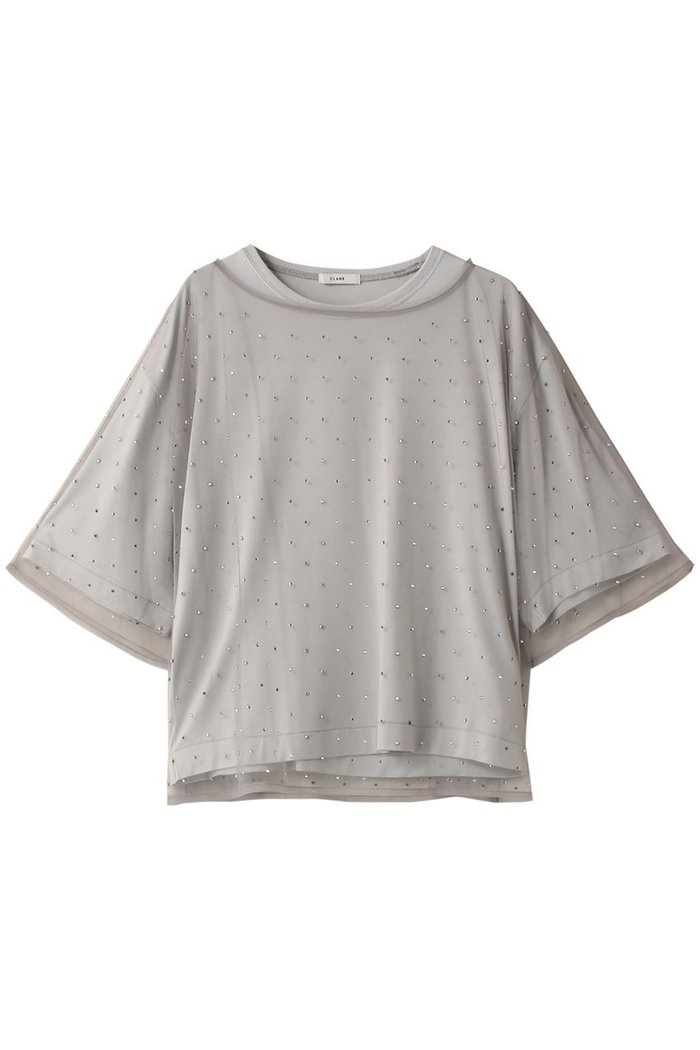 【クラネ/CLANE】のRHINESTONE SHEER TOPS Tシャツ/カットソー インテリア・キッズ・メンズ・レディースファッション・服の通販 founy(ファニー) https://founy.com/ ファッション Fashion レディースファッション WOMEN トップス・カットソー Tops/Tshirt シャツ/ブラウス Shirts/Blouses ロング / Tシャツ T-Shirts カットソー Cut and Sewn カットソー Cut And Sew ショート Short シンプル Simple ストーン Stone スリーブ Sleeve ドット Dot 半袖 Short Sleeve |ID: prp329100004084909 ipo3291000000027638109