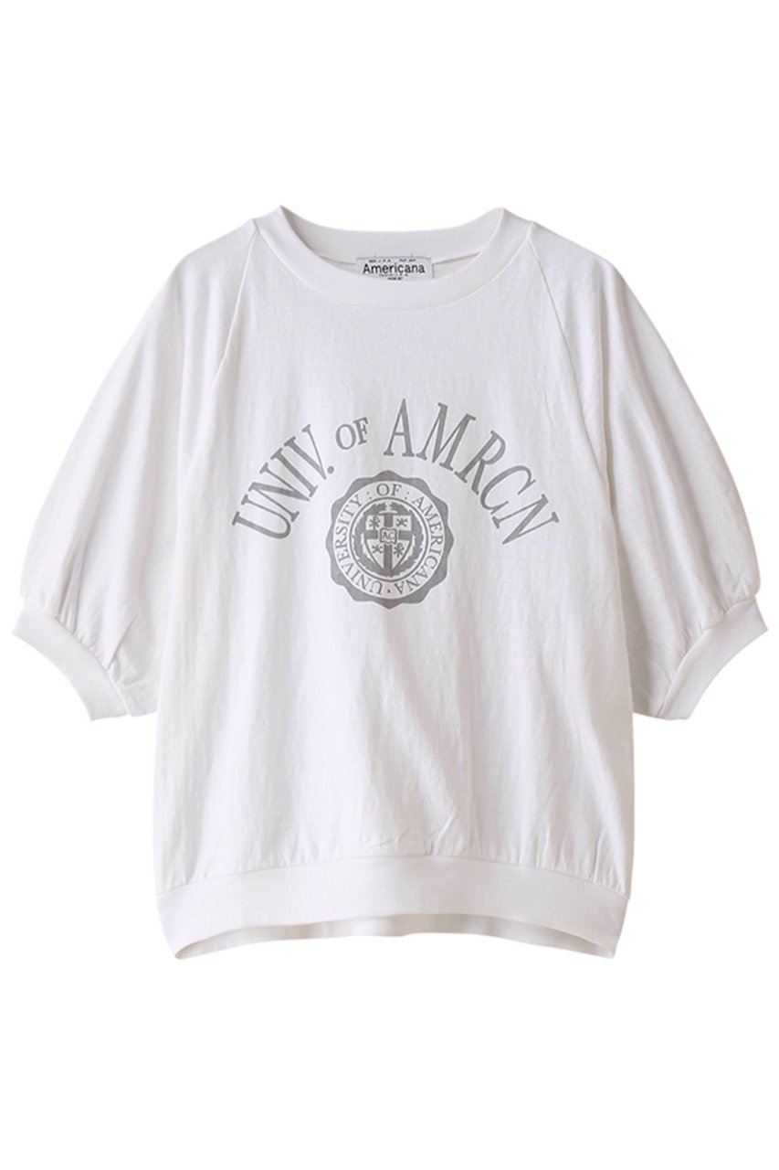 【アメリカーナ/Americana】のラフィー天竺 UNIV. OF AMRCN トップス 人気、トレンドファッション・服の通販 founy(ファニー) 　ファッション　Fashion　レディースファッション　WOMEN　トップス・カットソー　Tops/Tshirt　シャツ/ブラウス　Shirts/Blouses　ロング / Tシャツ　T-Shirts　カットソー　Cut and Sewn　おすすめ　Recommend　ショート　Short　スリーブ　Sleeve　フロント　Front　プリント　Print　 other-1|ID: prp329100004084921 ipo3291000000027638147