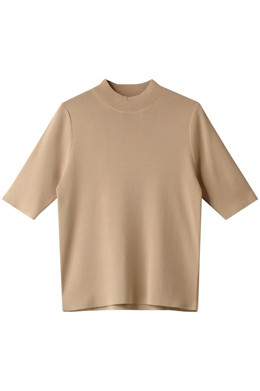 【アルアバイル/allureville】の総針モックNC5分袖PO A インテリア・キッズ・メンズ・レディースファッション・服の通販 founy(ファニー) 　ファッション　Fashion　レディースファッション　Fashion for Women　トップス・カットソー　Cut & Sew Tops　ニット　Knit Tops & Sweaters　カジュアルプルオーバー・ニットトップス　Pullovers & Knit Tops / Casual Pullovers　おすすめ　Recommended / Our Picks　インナー　Innerwear　コンパクト　Compact, Small Size　シンプル　Simple, Minimal　エレガント 上品　Elegant　半袖　Short Sleeve, Half Sleeve　ベージュ|ID: prp329100004084970 ipo3291000000032939093