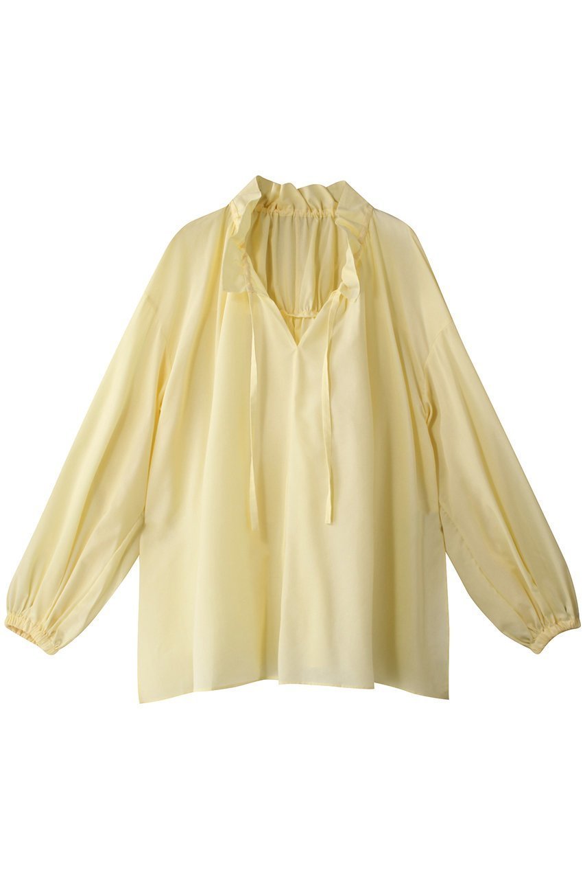 【ハウス オブ ロータス/HOUSE OF LOTUS】のドレープローンギャザーブラウス インテリア・キッズ・メンズ・レディースファッション・服の通販 founy(ファニー) 　ファッション　Fashion　レディースファッション　Fashion for Women　トップス・カットソー　Cut & Sew Tops　シャツ・ブラウス・オフィスカジュアル　Elegant Blouses & Button-Ups　ウォーム　Warm Fabric　ギャザー　Gathered, Ruffled　スタンド　Stand Collar, Upright Stand　スリット　Slit, Slit Detail　スリーブ　Sleeve, Long Sleeve / Short Sleeve　ドレープ　Drape, Draping Fabric　フェミニン　Feminine, Girly　フリル　Frill, Ruffle　ロング　Long, Long-Length　エレガント 上品　Elegant　イエロー|ID: prp329100004088129 ipo3291000000034955780