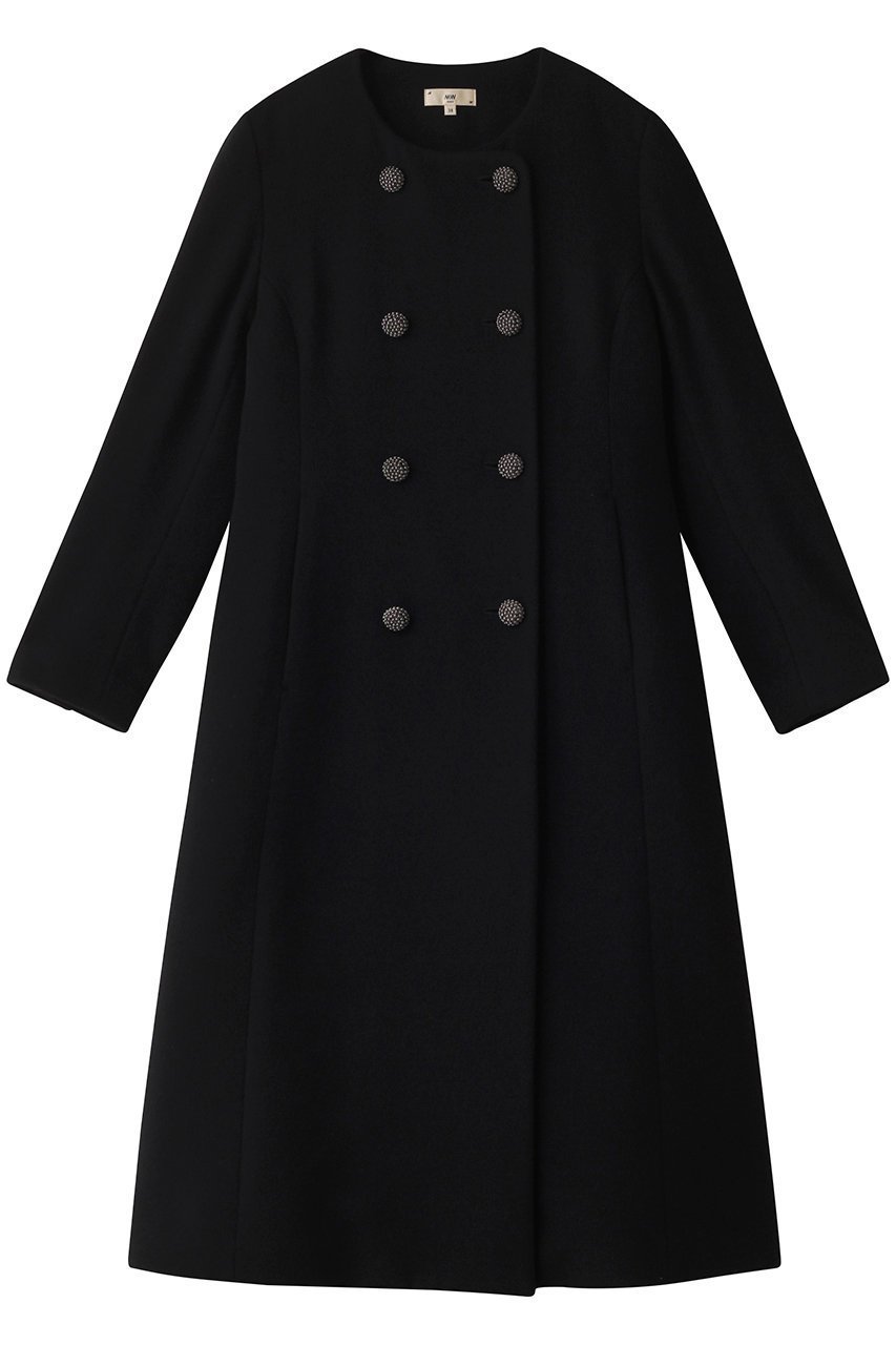 【エムダブリュー/MW】のSOFT WOOL ノーカラーダブルブレストコート インテリア・キッズ・メンズ・レディースファッション・服の通販 founy(ファニー) ファッション Fashion レディースファッション Fashion for Women アウター Coat / Outerwear Collection コート・ロングコート・ピーコート Long Coats, Peacoats & More シェイプ Shape, Slim Fit フレア Flare, Flared リュクス Luxury, Elegant, High-End, Chic ロング Long, Long-Length ブラック|ID: prp329100004088152 ipo3291000000035831033