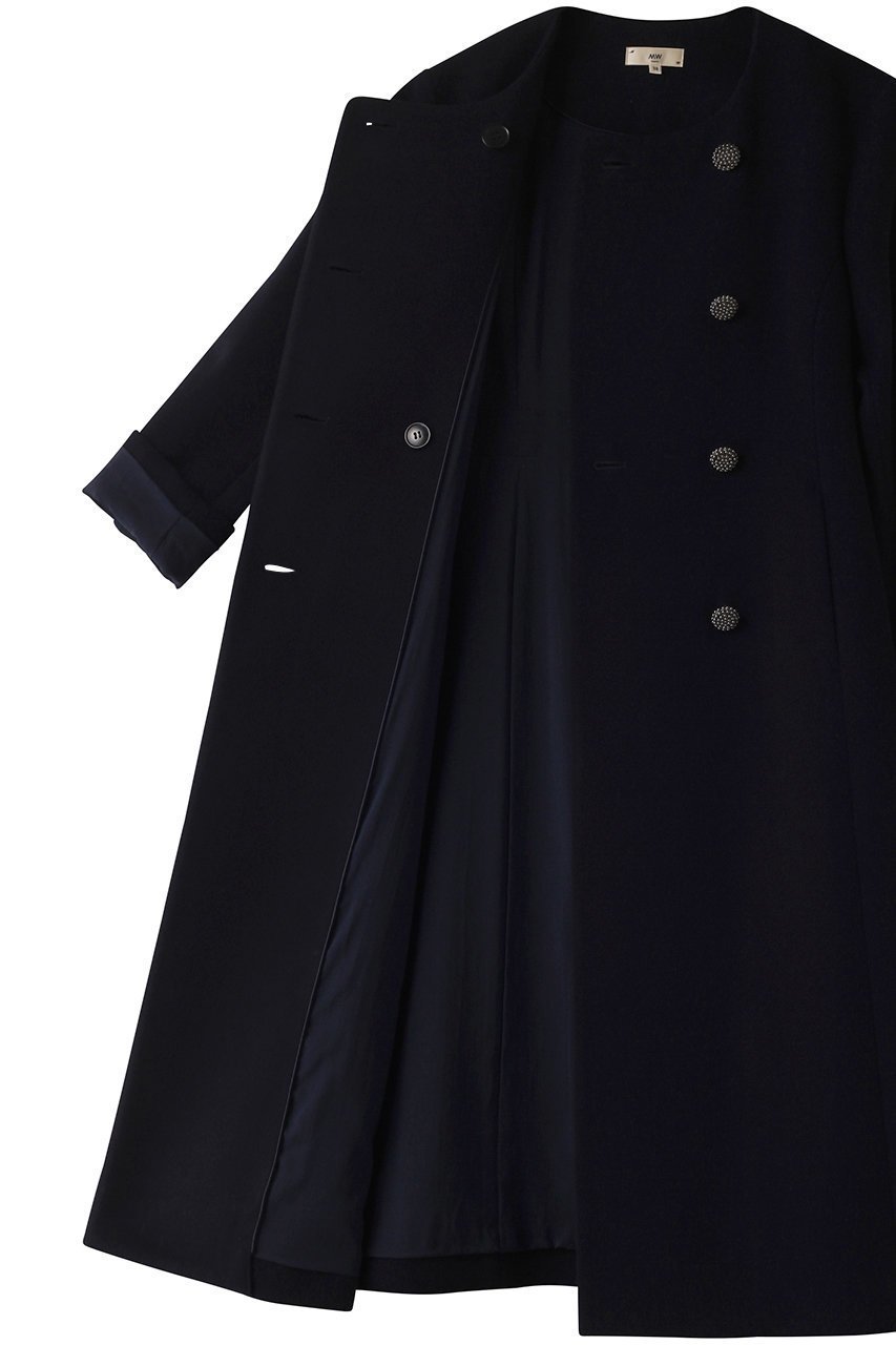 【エムダブリュー/MW】のSOFT WOOL ノーカラーダブルブレストコート 人気、トレンドファッション・服の通販 founy(ファニー) 　ファッション　Fashion　レディースファッション　Fashion for Women　アウター　Coat / Outerwear Collection　コート・ロングコート・ピーコート　Long Coats, Peacoats & More　シェイプ　Shape, Slim Fit　フレア　Flare, Flared　リュクス　Luxury, Elegant, High-End, Chic　ロング　Long, Long-Length　other-6|ID: prp329100004088152 ipo3291000000036639520