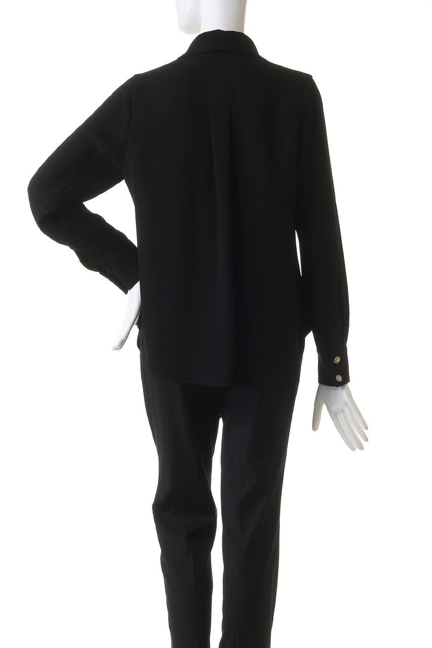 【エムダブリュー/MW】のバックサテン ダブルカラービジューボタンブラウス 人気、トレンドファッション・服の通販 founy(ファニー) 　ファッション　Fashion　レディースファッション　Fashion for Women　トップス・カットソー　Cut & Sew Tops　シャツ・ブラウス・オフィスカジュアル　Elegant Blouses & Button-Ups　バッグ　Bags　サテン　Satin, Glossy Fabric　シンプル　Simple, Minimal　スリーブ　Sleeve, Long Sleeve / Short Sleeve　ダブル　Double, Double-Breasted　ポケット　Pocket, Pocket Detail　リボン　Ribbon, Bow　ロング　Long, Long-Length　other-4|ID: prp329100004088153 ipo3291000000032890525