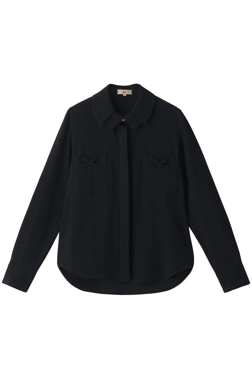 【エムダブリュー/MW】のバックサテン ダブルカラービジューボタンブラウス 人気、トレンドファッション・服の通販 founy(ファニー) ファッション Fashion レディースファッション Fashion for Women トップス・カットソー Cut & Sew Tops シャツ・ブラウス・オフィスカジュアル Elegant Blouses & Button-Ups バッグ Bags サテン Satin, Glossy Fabric シンプル Simple, Minimal スリーブ Sleeve, Long Sleeve / Short Sleeve ダブル Double, Double-Breasted ポケット Pocket, Pocket Detail リボン Ribbon, Bow ロング Long, Long-Length other-1|ID: prp329100004088153 ipo3291000000034176755