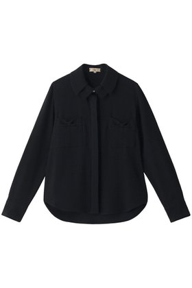 【エムダブリュー/MW】のバックサテン ダブルカラービジューボタンブラウス 人気、トレンドファッション・服の通販 founy(ファニー) ファッション Fashion レディースファッション Fashion for Women トップス・カットソー Cut & Sew Tops シャツ・ブラウス・オフィスカジュアル Elegant Blouses & Button-Ups バッグ Bags サテン Satin, Glossy Fabric シンプル Simple, Minimal スリーブ Sleeve, Long Sleeve / Short Sleeve ダブル Double, Double-Breasted ポケット Pocket, Pocket Detail リボン Ribbon, Bow ロング Long, Long-Length |ID:prp329100004088153