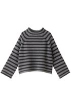 【デミーリー/DEMYLEE】のFENNA STRIPE オーガニックコットン モックネック クロップドニットプルオーバー チャコールグレー|ID:prp329100004088166