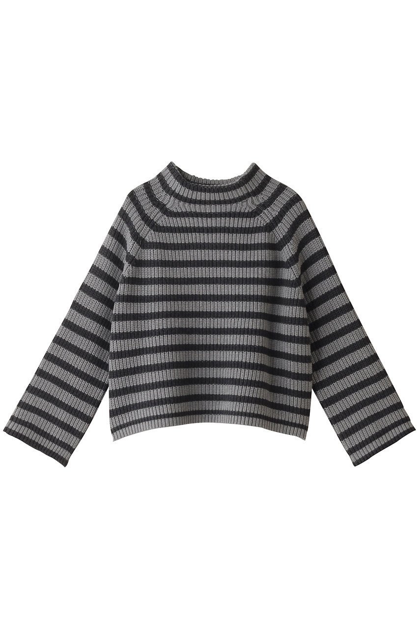 【デミーリー/DEMYLEE】のFENNA STRIPE オーガニックコットン モックネック クロップドニットプルオーバー インテリア・キッズ・メンズ・レディースファッション・服の通販 founy(ファニー) 　ファッション　Fashion　レディースファッション　WOMEN　トップス・カットソー　Tops/Tshirt　ニット　Knit Tops　プルオーバー　Pullover　クロップド　Cropped　ストライプ　Stripe　ボトム　Bottom　モックネック　Mock Neck　人気　Popularity　チャコールグレー|ID: prp329100004088166 ipo3291000000027675832