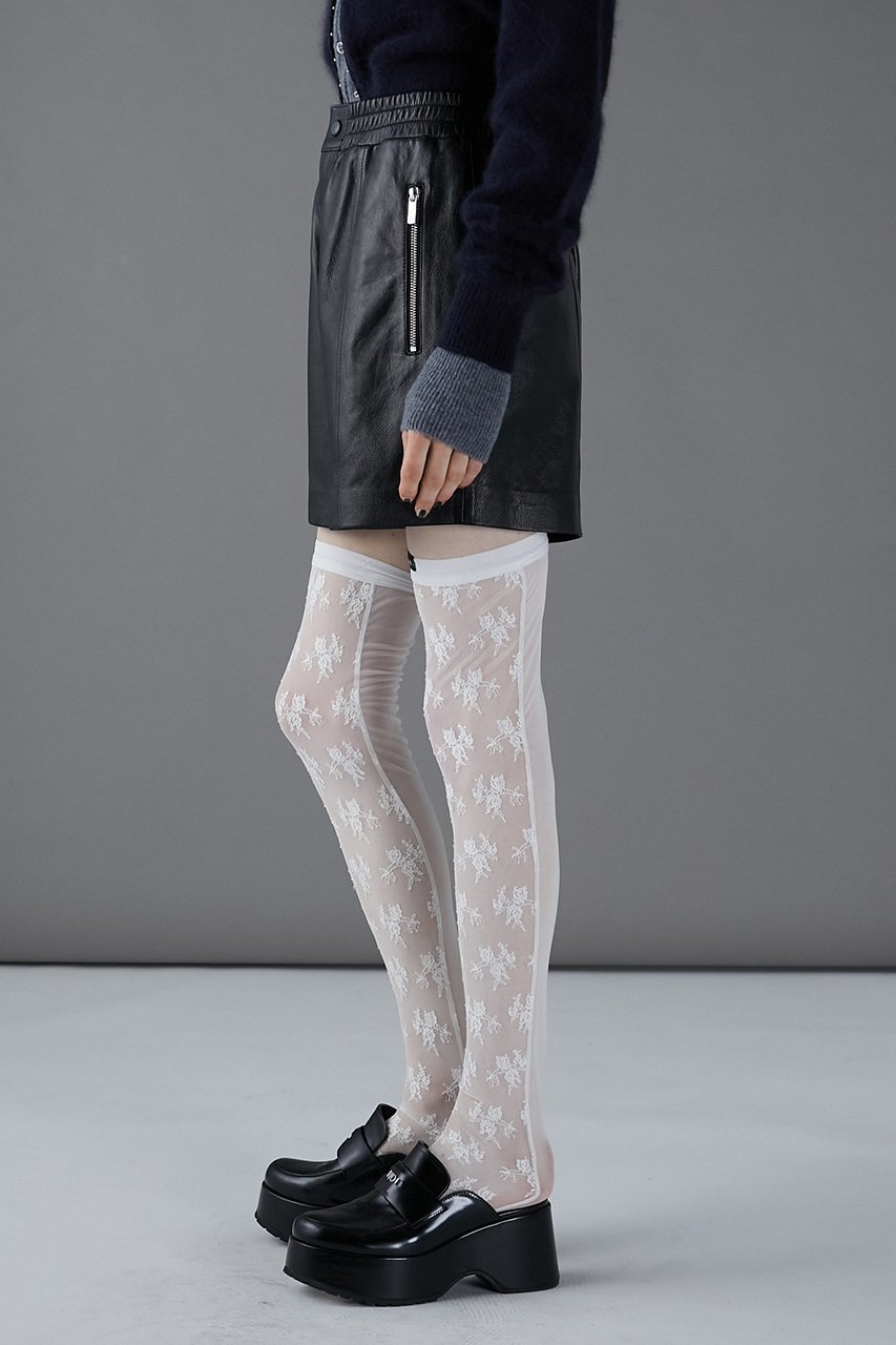 【プランク プロジェクト/PRANK PROJECT】のフラワーモチーフレースニーハイソックス / Flower Motif Lace Knee Hi 人気、トレンドファッション・服の通販 founy(ファニー) 　ファッション　Fashion　レディースファッション　WOMEN　ソックス　Socks　レッグウェア　Legwear　おすすめ　Recommend　ソックス　Socks　フィット　Fit　ボトム　Bottom　レース　Race　other-8|ID: prp329100004089850 ipo3291000000031416634