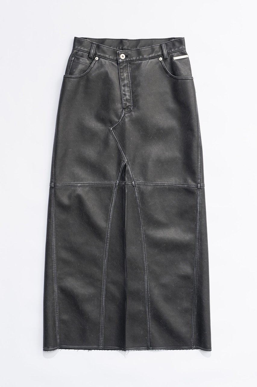 【プランク プロジェクト/PRANK PROJECT】のヴィーガンレザースリットスカート / Vegan Leather Slit Skirt インテリア・キッズ・メンズ・レディースファッション・服の通販 founy(ファニー) 　ファッション　Fashion　レディースファッション　WOMEN　スカート　Skirt　ロングスカート　Long Skirt　おすすめ　Recommend　コンパクト　Compact　フェイクレザー　Faux Leather　マキシ　Maxi　リアル　Real　ロング　Long　ヴィンテージ　Vintage　D.BLK(ブラック)|ID: prp329100004089852 ipo3291000000027695107