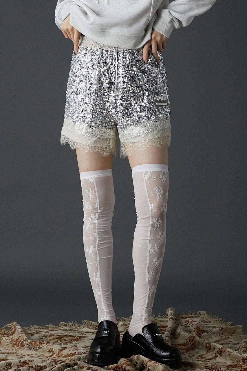【プランク プロジェクト/PRANK PROJECT】のスパンコールレースショートパンツ / Spangle Lace Short Pants 人気、トレンドファッション・服の通販 founy(ファニー) 　ファッション　Fashion　レディースファッション　WOMEN　パンツ　Pants　ハーフ / ショートパンツ　Short Pants　コンビ　Combination　ショート　Short　スカラップ　Scalloped　スパンコール　Sequins　ランダム　Random　レース　Race　other-6|ID: prp329100004089857 ipo3291000000031416644