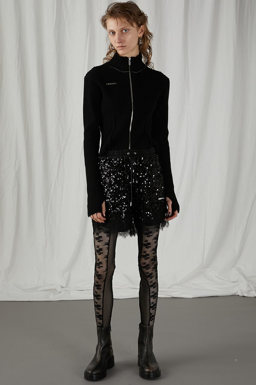 【プランク プロジェクト/PRANK PROJECT】のスパンコールレースショートパンツ / Spangle Lace Short Pants 人気、トレンドファッション・服の通販 founy(ファニー) 　ファッション　Fashion　レディースファッション　Fashion for Women　パンツ　Pants & Trousers　ショートパンツ・ハーフパンツ　High-Waisted & Relaxed Shorts　コンビ　Combo, Combination Style　ショート　Short, Short Length　スカラップ　Scallop, Scalloped Edge　スパンコール　Sequins, Sequin Embellishment　ランダム　Random, Irregular　レース　Lace, Lace Fabric　other-6|ID: prp329100004089857 ipo3291000000035481389