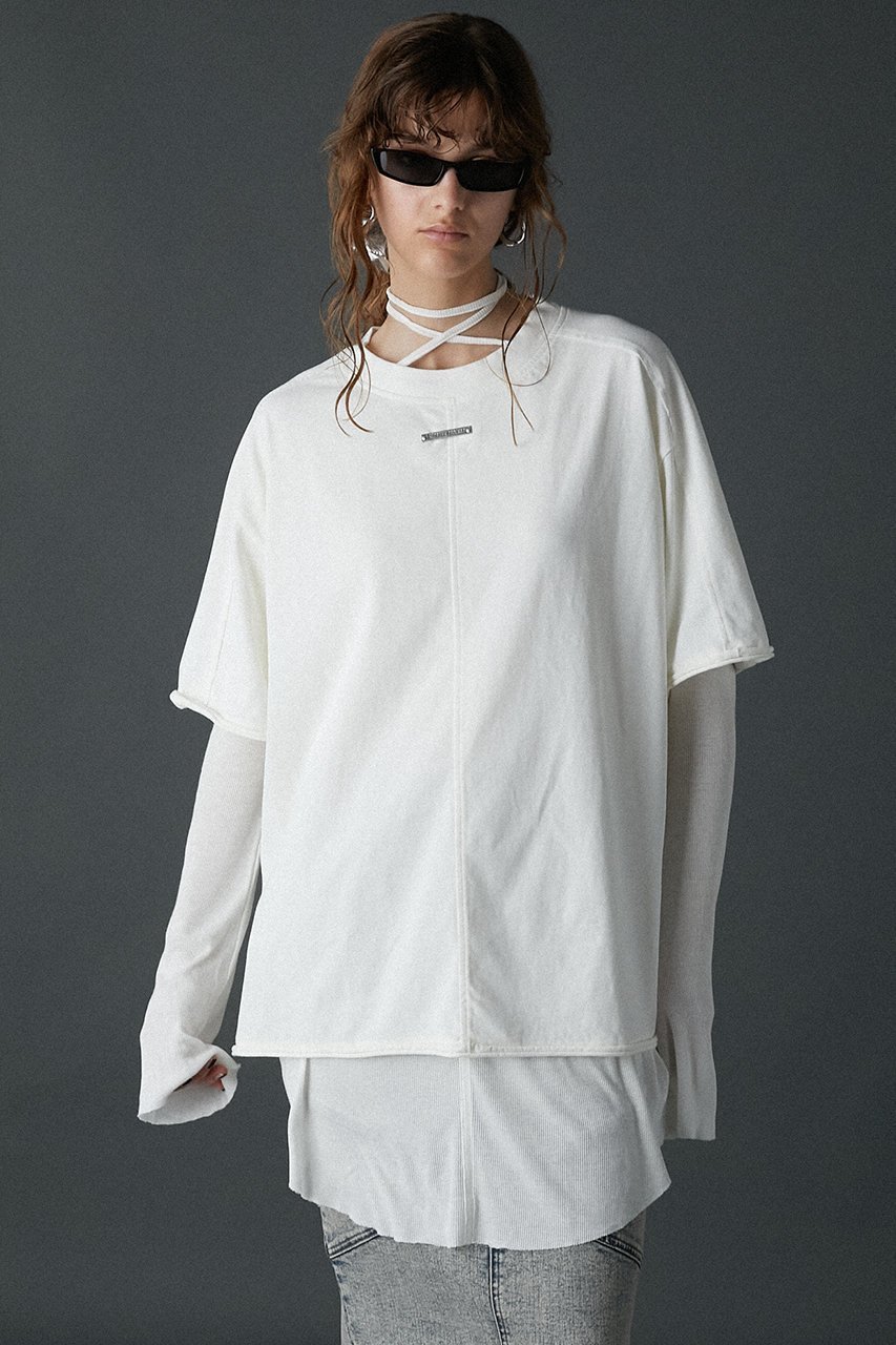 【プランク プロジェクト/PRANK PROJECT】のシアーテレコレイヤーオーバートップ / Sheer Teleco Layer Over Top 人気、トレンドファッション・服の通販 founy(ファニー) 　ファッション　Fashion　レディースファッション　Fashion for Women　トップス・カットソー　Cut & Sew Tops　シャツ・ブラウス・オフィスカジュアル　Elegant Blouses & Button-Ups　ロングTシャツ・Tシャツ　Longline T-Shirts & Tees　カットソー・ベーシックTシャツ　Cut-and-Sewn Tops / Stretch Tees & Basics　おすすめ　Recommended / Our Picks　インナー　Innerwear　スリーブ　Sleeve, Long Sleeve / Short Sleeve　チュニック　Tunic, Long Top　ツイル　Twist, Twisted Detail　テレコ　Ribbed, Rib Stitch　フロント　Front, Front Design　ロング　Long, Long-Length　ヴィンテージ　Vintage Style　半袖　Short Sleeve, Half Sleeve　長袖　Long Sleeve, Full Sleeve　other-8|ID: prp329100004089861 ipo3291000000032912425