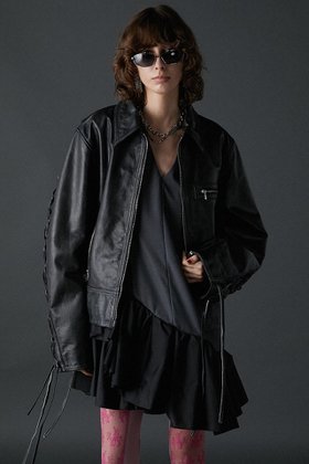 【プランク プロジェクト/PRANK PROJECT】のレースアップレザーブルゾン / Lace-Up Leather Blouson 人気、トレンドファッション・服の通販 founy(ファニー) ファッション Fashion レディースファッション WOMEN アウター Coat Outerwear ジャケット Jackets ブルゾン Blouson/Jackets おすすめ Recommend ジャケット Jacket スリーブ Sleeve チュール Tulle フィット Fit ブルゾン Blouson ボックス Box レース Race |ID:prp329100004089887