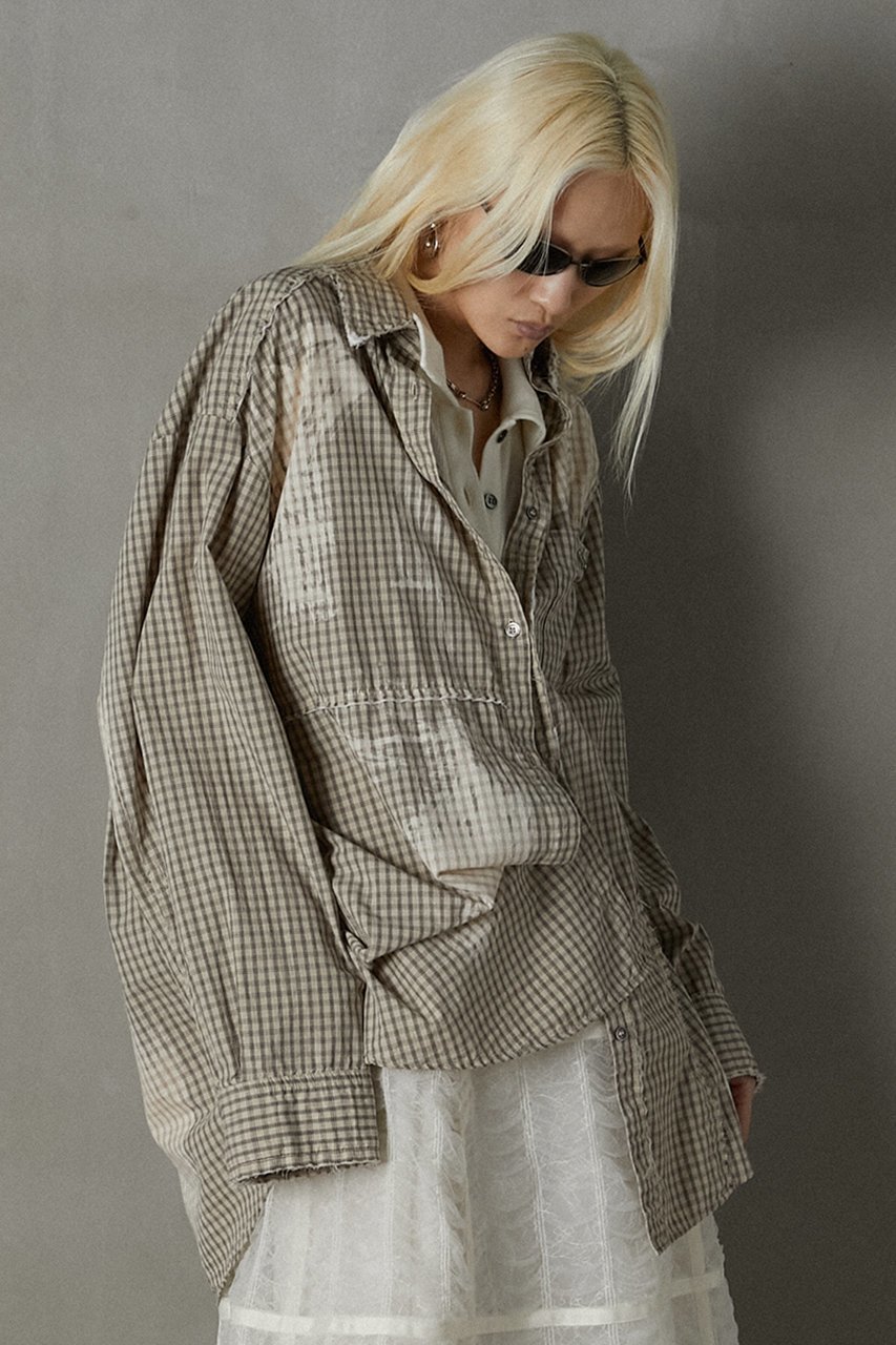 【プランク プロジェクト/PRANK PROJECT】のカットオフブリーチチェックシャツ / Cut-off Bleached Check Shirt 人気、トレンドファッション・服の通販 founy(ファニー) 　ファッション　Fashion　レディースファッション　WOMEN　トップス・カットソー　Tops/Tshirt　シャツ/ブラウス　Shirts/Blouses　おすすめ　Recommend　シンプル　Simple　スリーブ　Sleeve　チェック　Check　ブリーチ　Bleach　ロング　Long　other-7|ID: prp329100004089902 ipo3291000000031416781